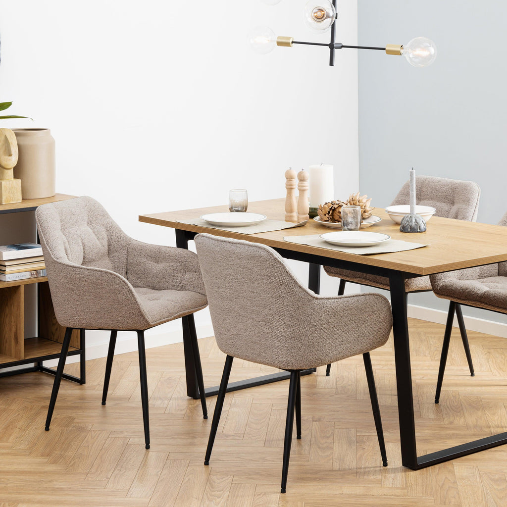 Brooke Dining Chair with Armrest in Monza Beige Set of 2 - image 4