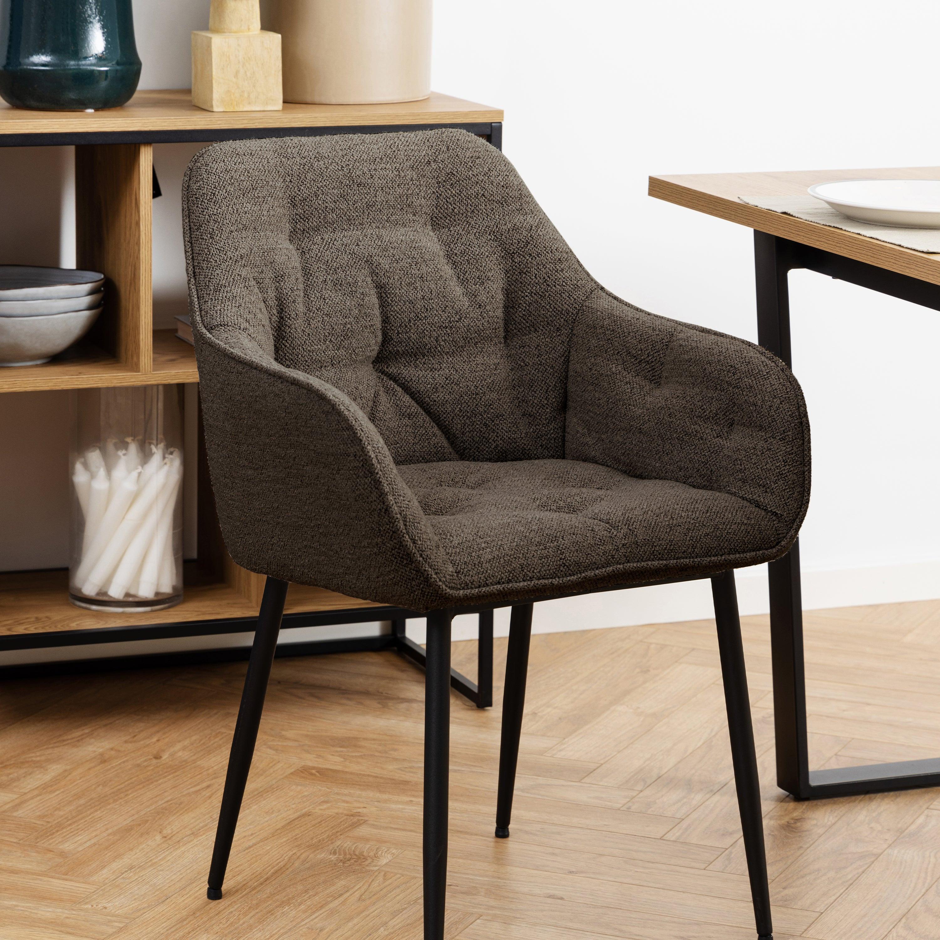 Brooke Dining Chair with Armrest in Taupe Set of 2 - image 5