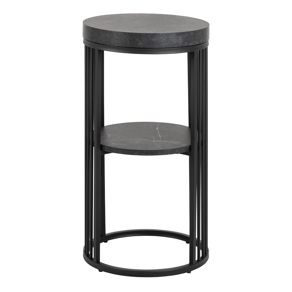 Strington Round Bedside Table 1 Shelf in Matt Black - image 2