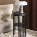 Strington Round Bedside Table 1 Shelf in Matt Black - image 3