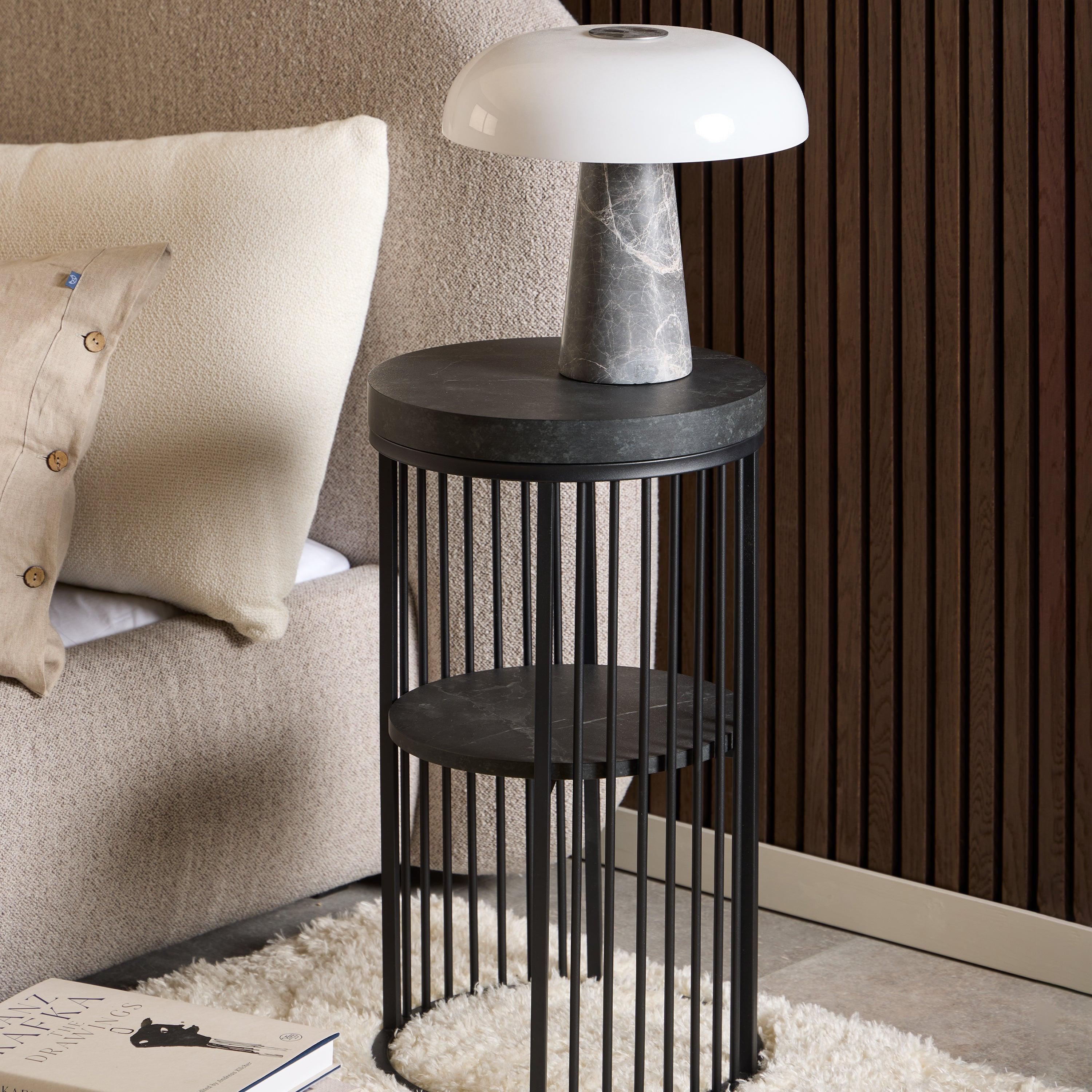 Strington Round Bedside Table 1 Shelf in Matt Black - image 3