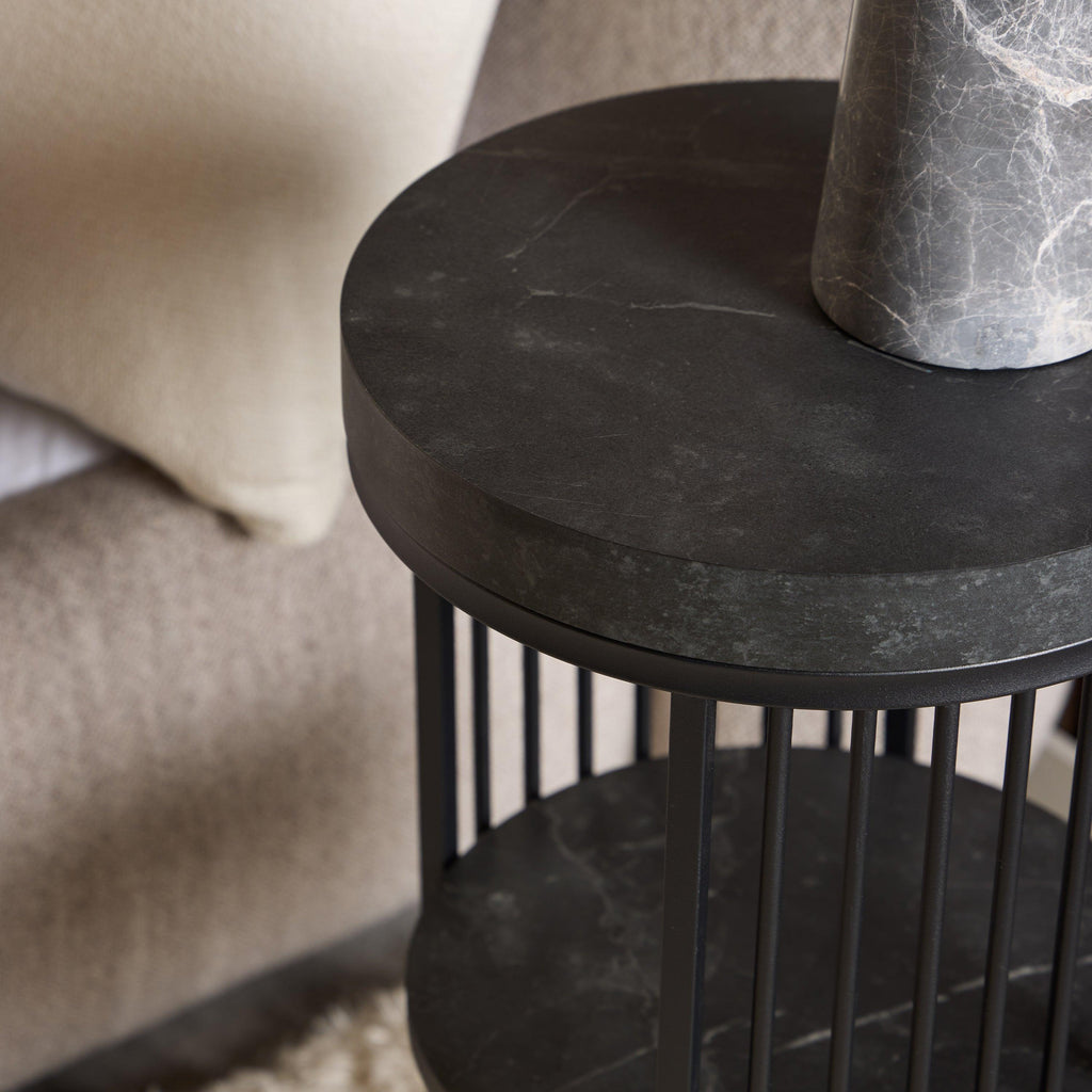 Strington Round Bedside Table 1 Shelf in Matt Black - image 4