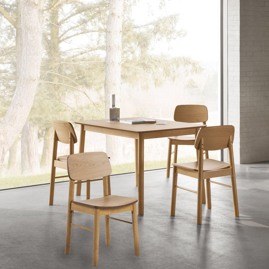 Barlow Rectangular Dining Table in Matt Oak 120x80cm includes 4 Barlow Dining Chairs in Matt Oak