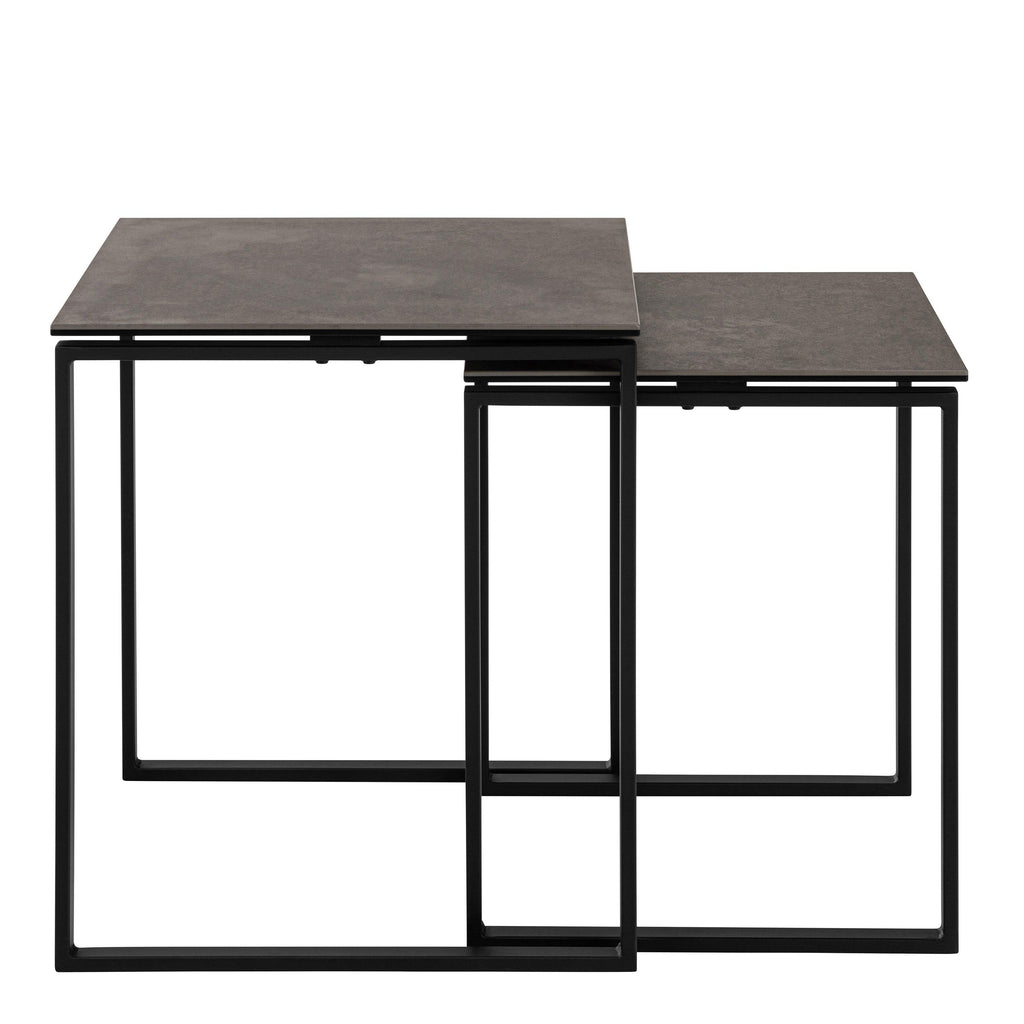Katrine Square Coffee Table Set in Ceramic Black - image 2