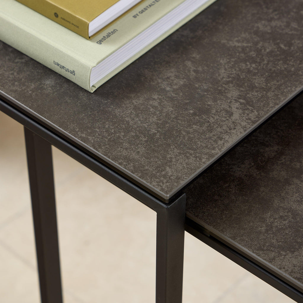 Katrine Square Coffee Table Set in Ceramic Black - image 5