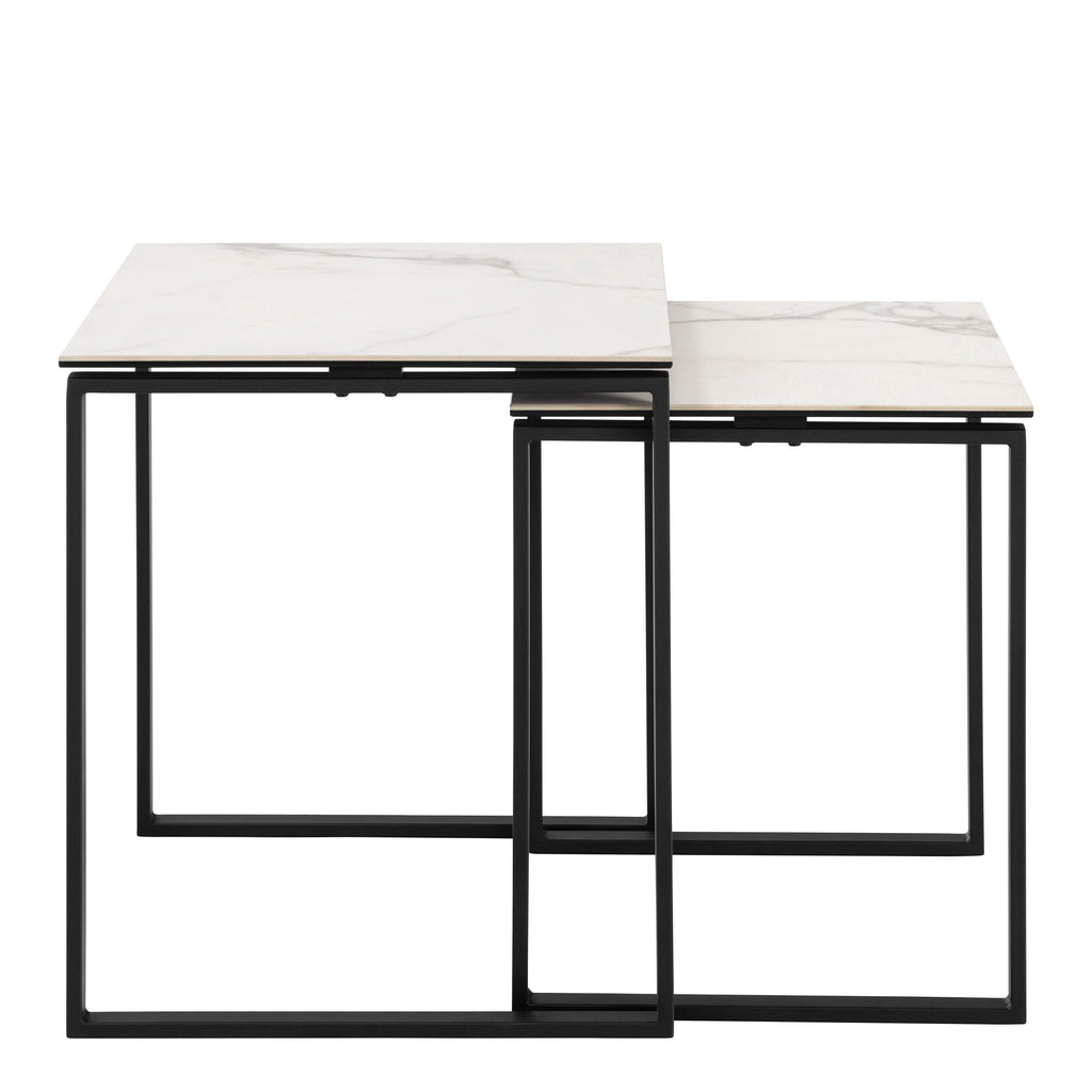Katrine Square Coffee Table Set in Ceramic White - image 2