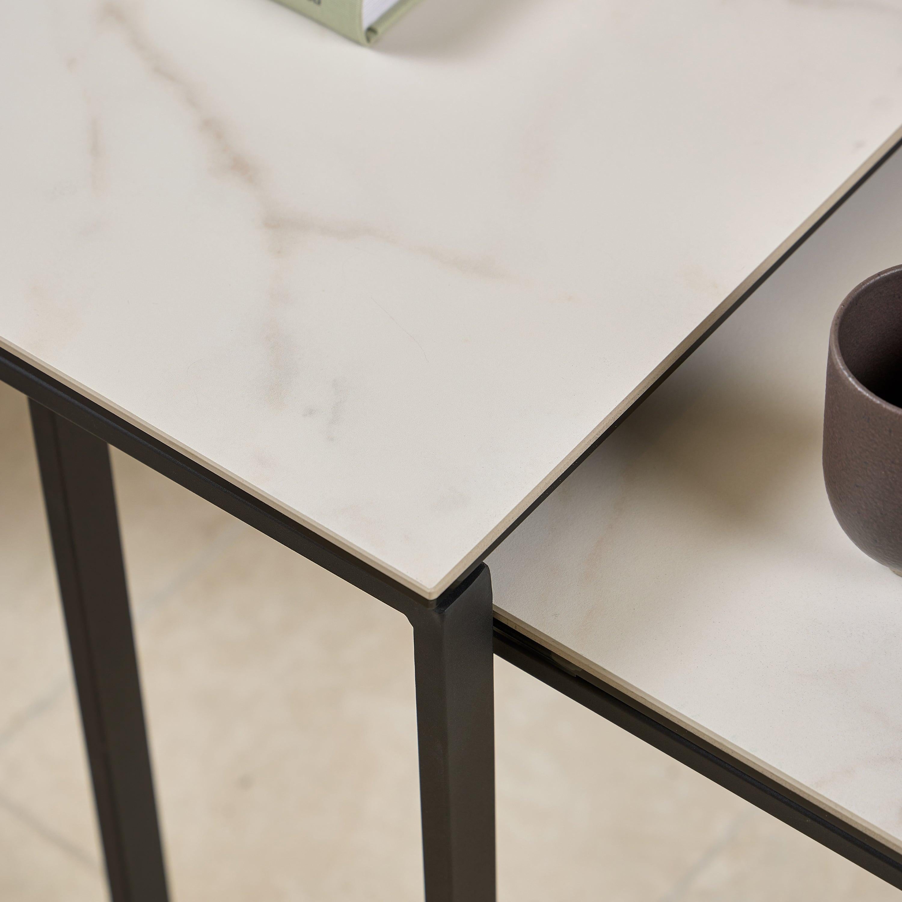 Katrine Square Coffee Table Set in Ceramic White - image 5