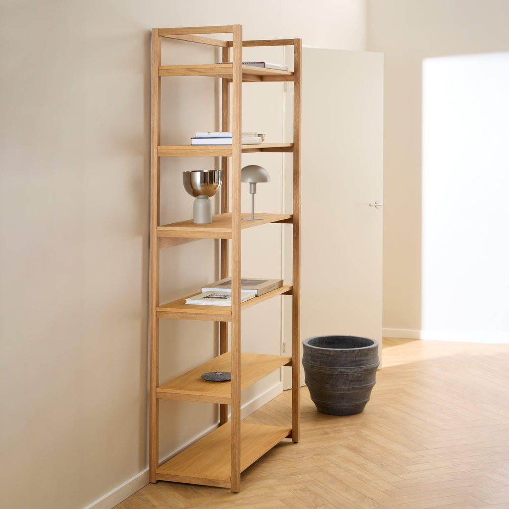 Ludza Rectangular Bookcase with 6 Shelves in Oak - image 4
