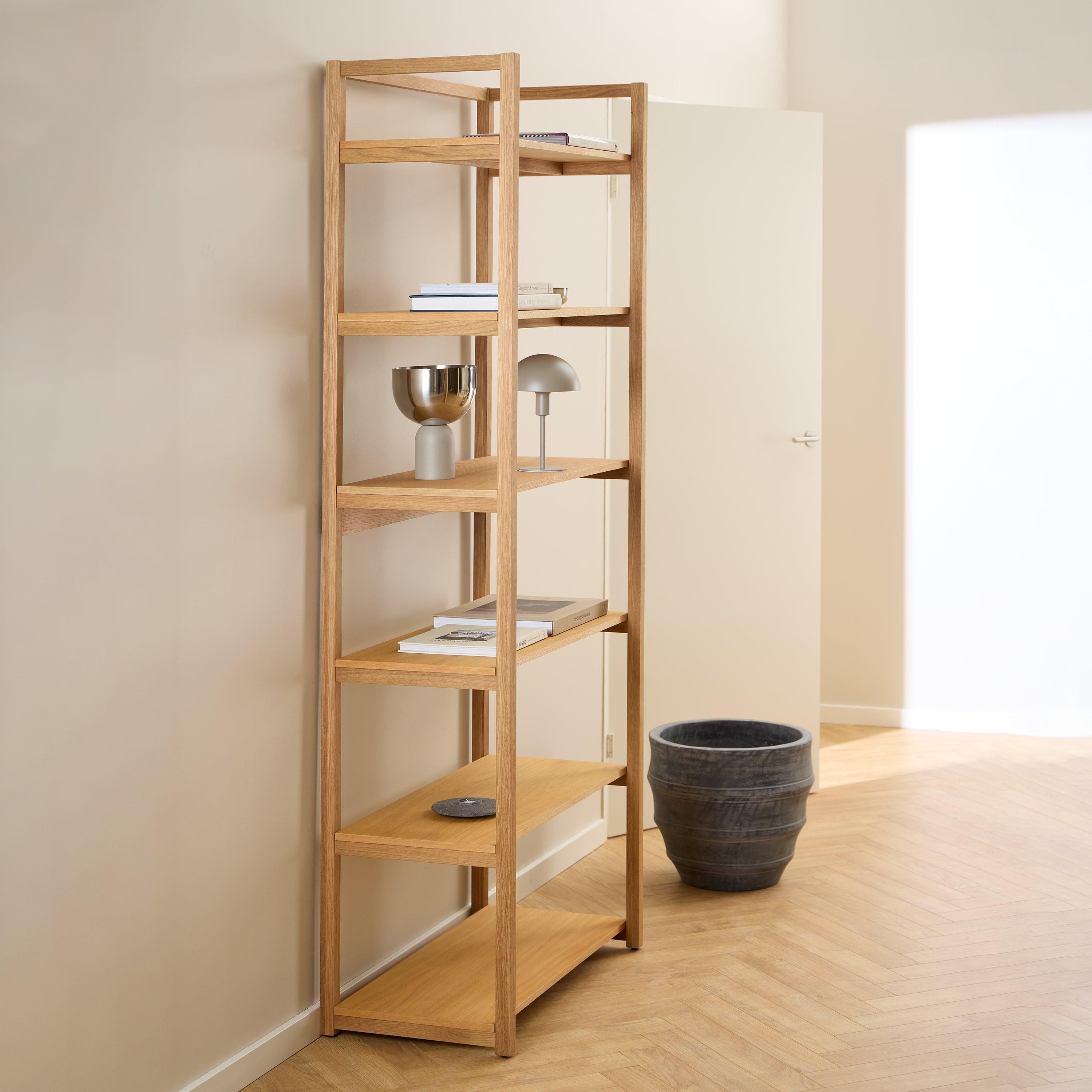 Ludza Rectangular Bookcase with 6 Shelves in Oak - image 4