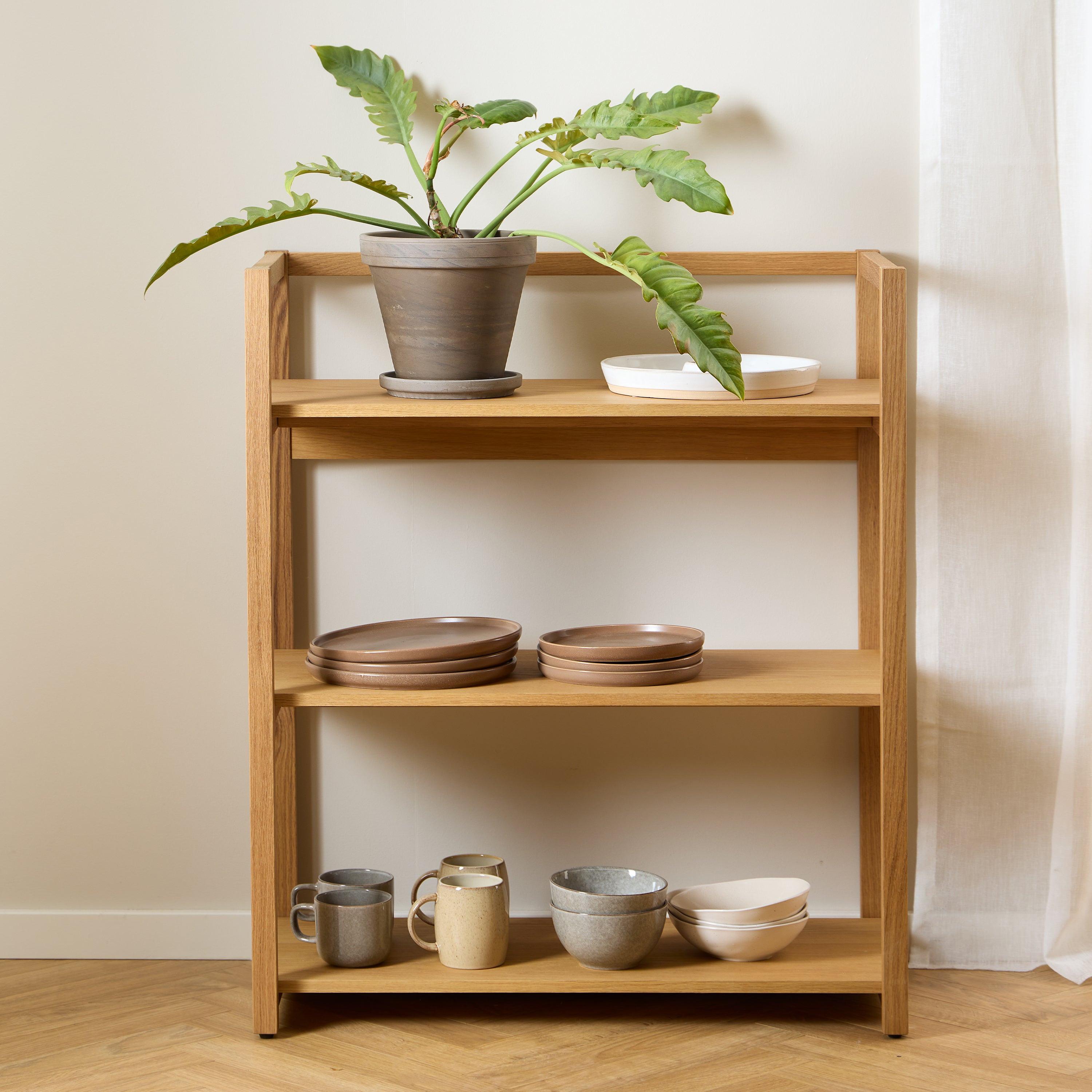 Ludza Rectangular Bookcase with 3 Shelves in Oak - image 4