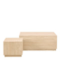 Dice Square and Rectangular Coffee Table Set of 2 in Travertine Rough Paper Effect - image 2