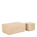 Dice Square and Rectangular Coffee Table Set of 2 in Travertine Rough Paper Effect - image 3