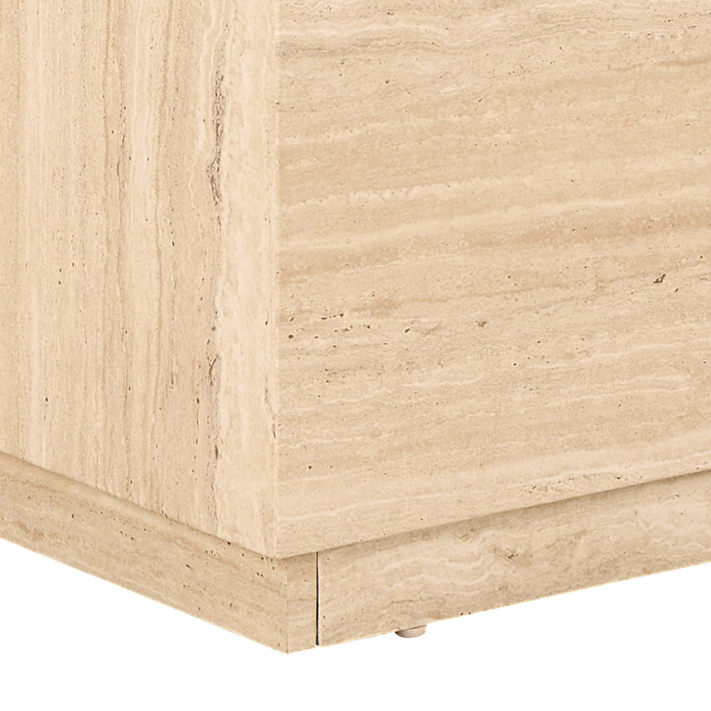 Dice Square and Rectangular Coffee Table Set of 2 in Travertine Rough Paper Effect - image 7
