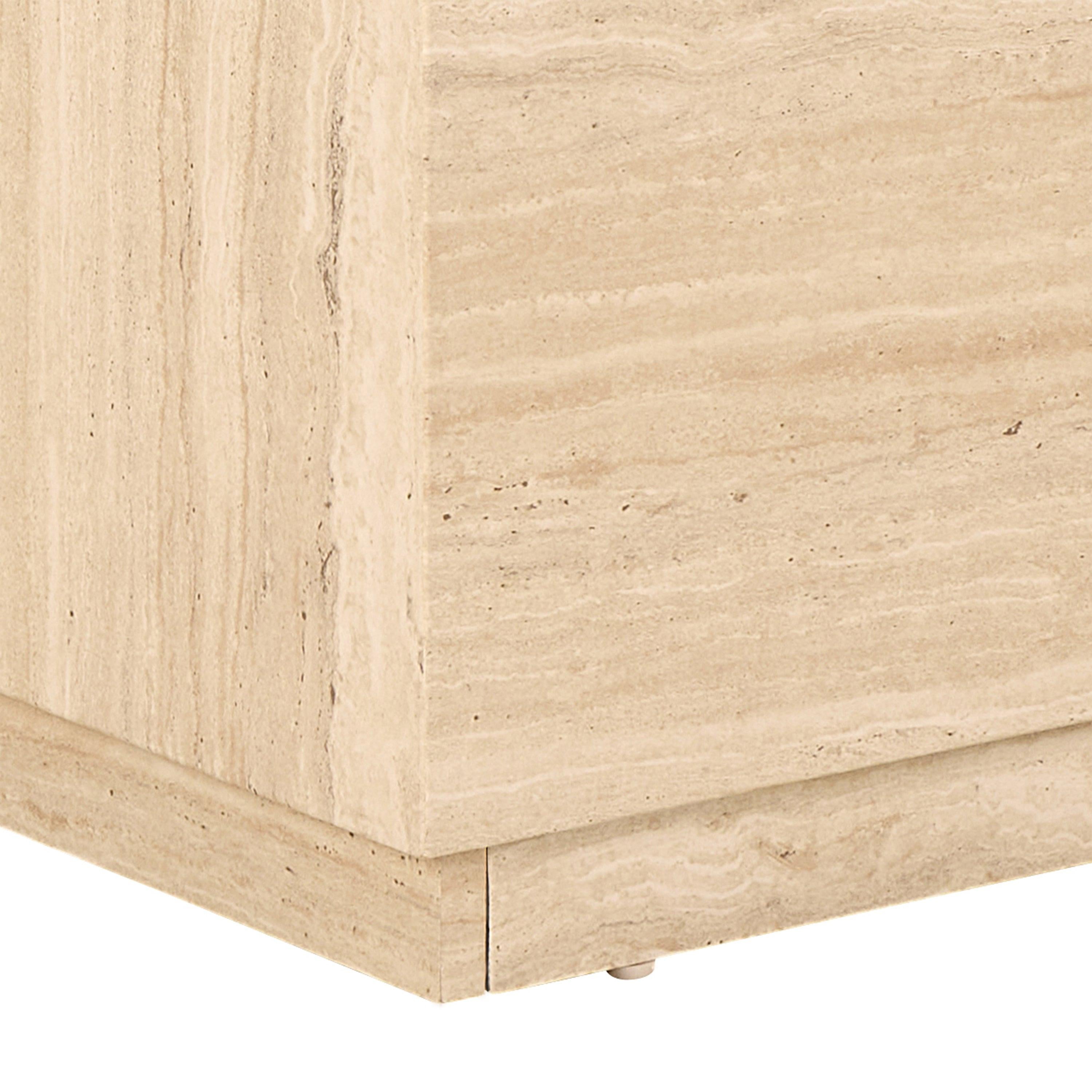 Dice Square and Rectangular Coffee Table Set of 2 in Travertine Rough Paper Effect - image 7