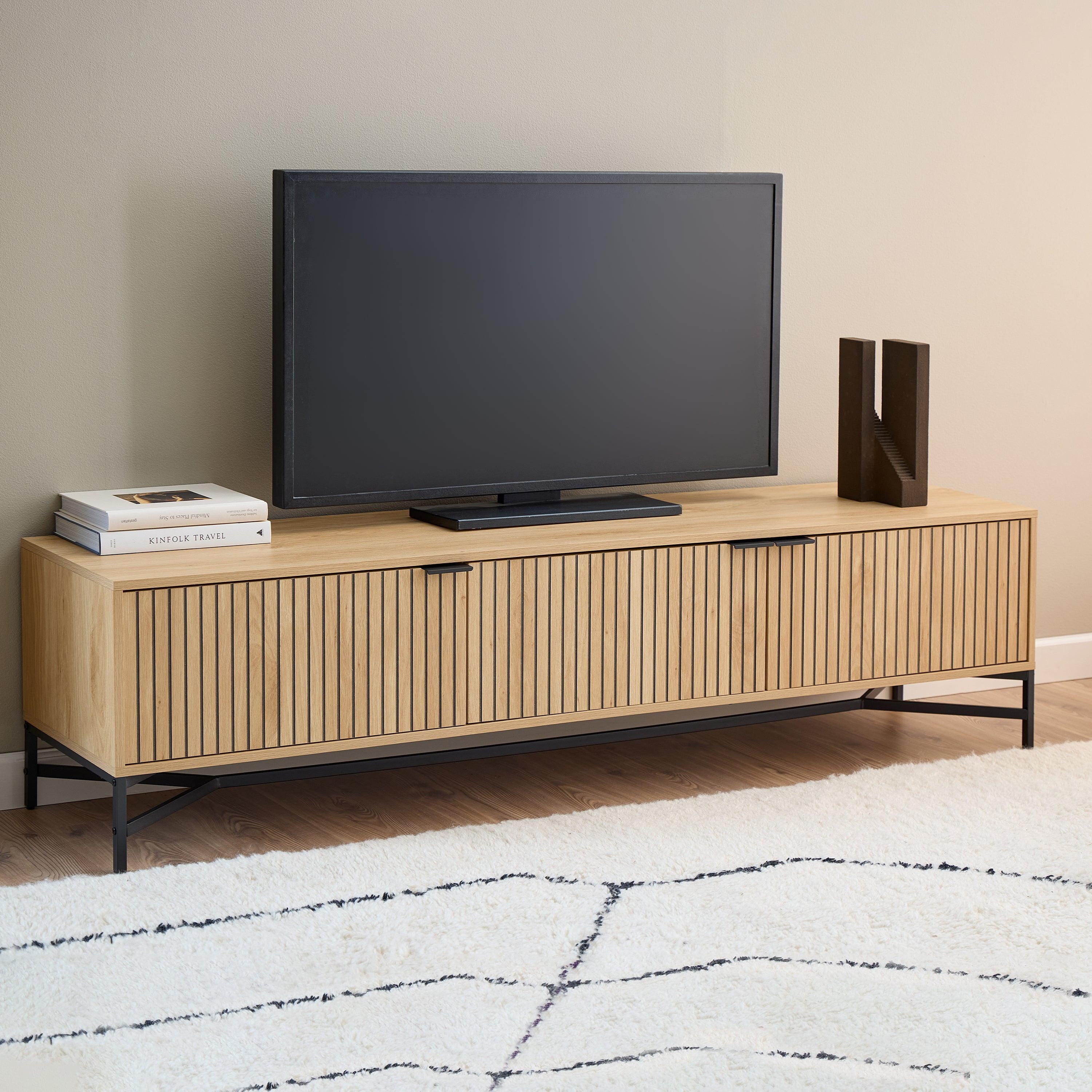 Jaipur TV Unit with 3 Doors 176cm Wide in Oak - image 5