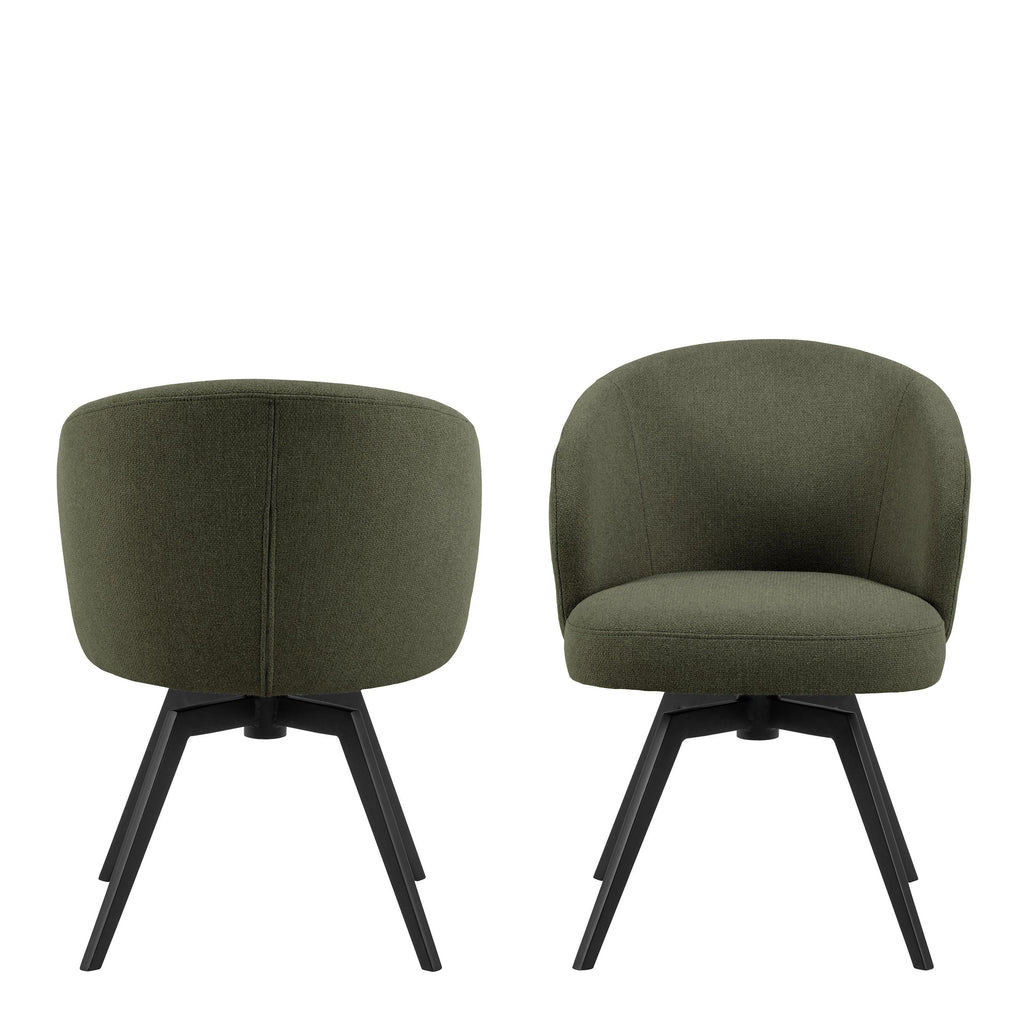 Darlene Dining Chair with Armrest and Swivel Function in Green - image 2