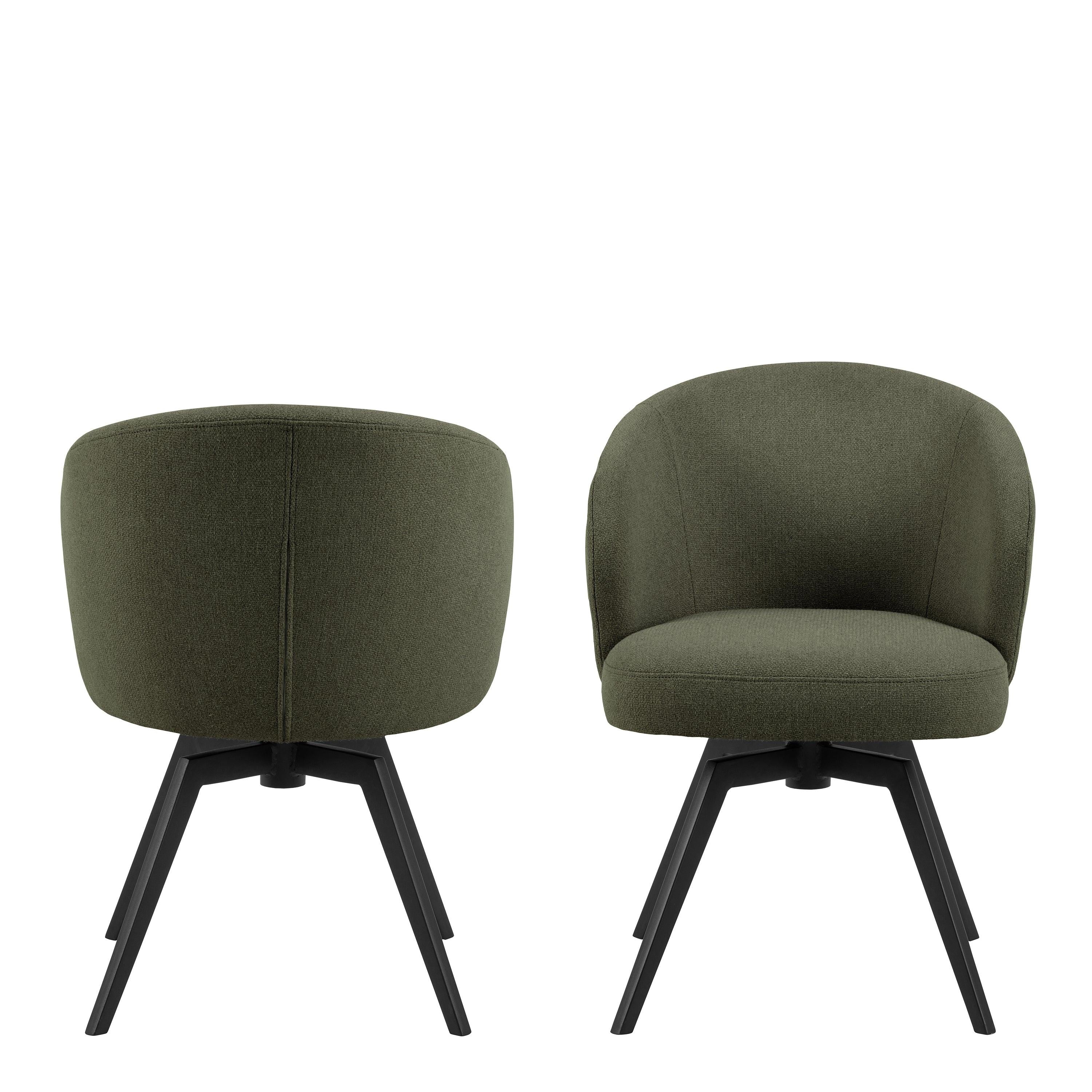 Darlene Dining Chair with Armrest and Swivel Function in Green - image 2