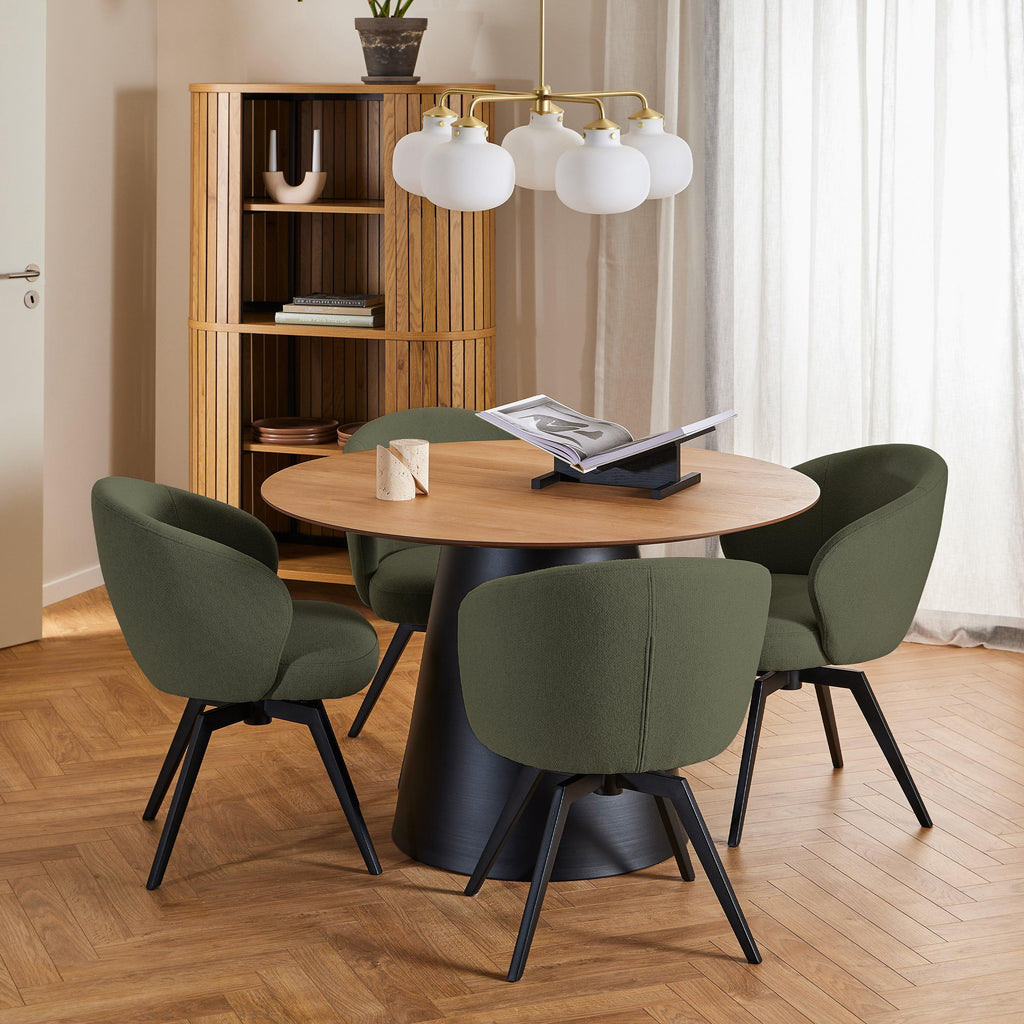 Darlene Dining Chair with Armrest and Swivel Function in Green - image 5