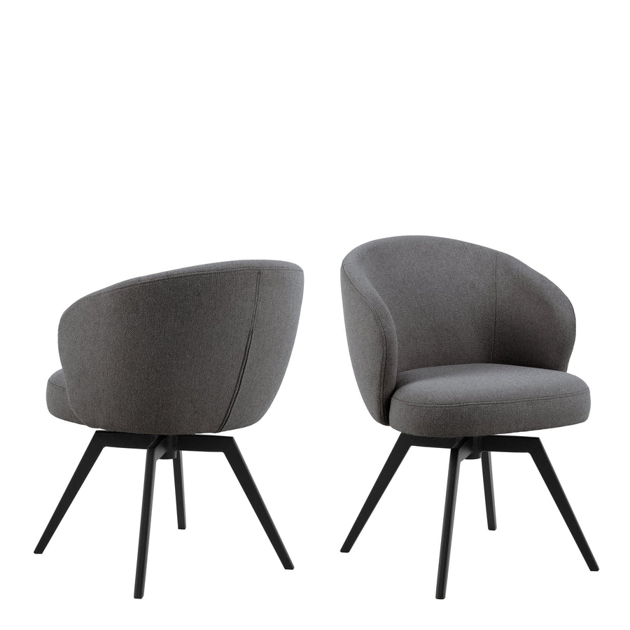Darlene Dining Chair with Armrest and Swivel Function in Grey