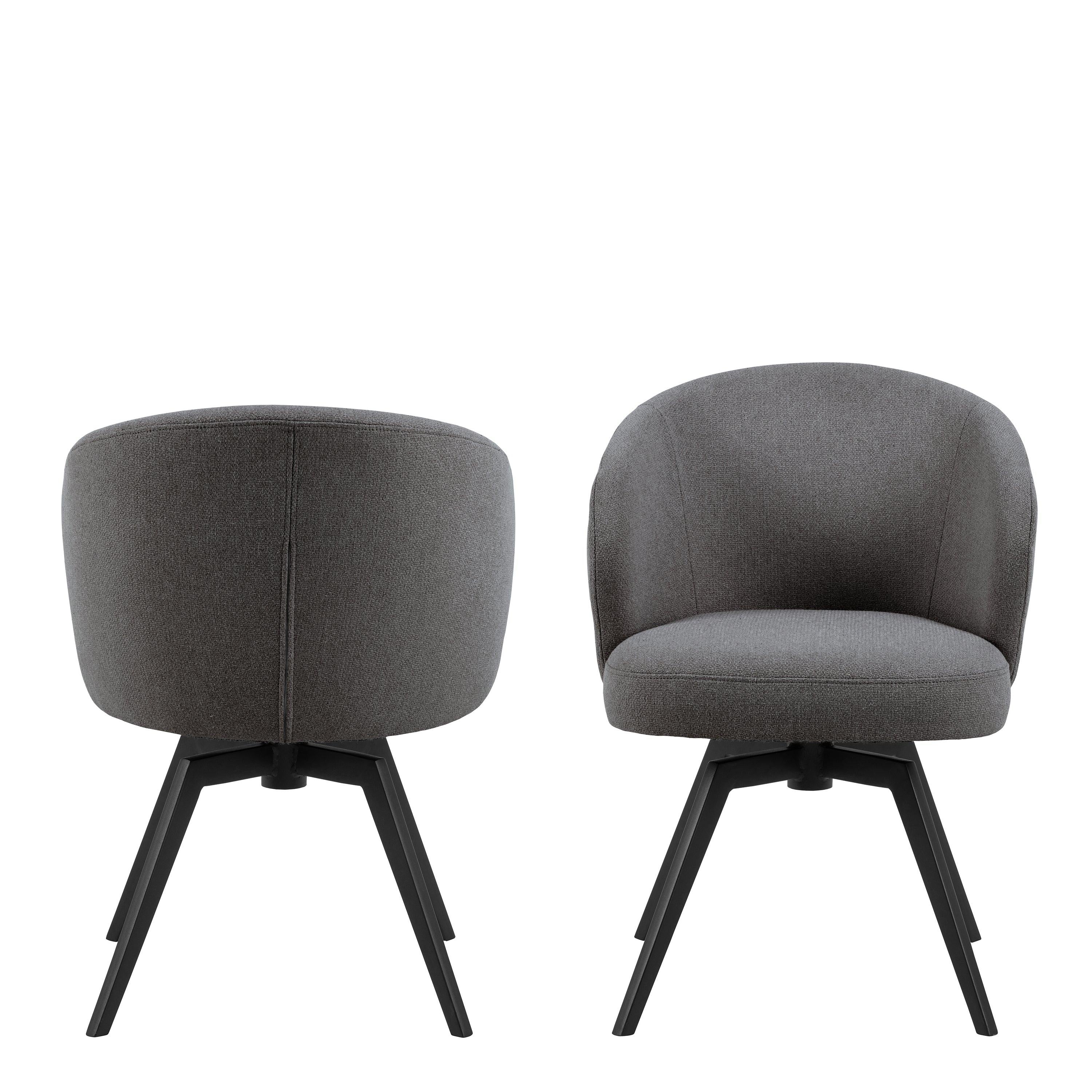 Darlene Dining Chair with Armrest and Swivel Function in Grey - image 2
