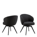 Darlene Dining Chair with Armrest and Swivel Function in Black