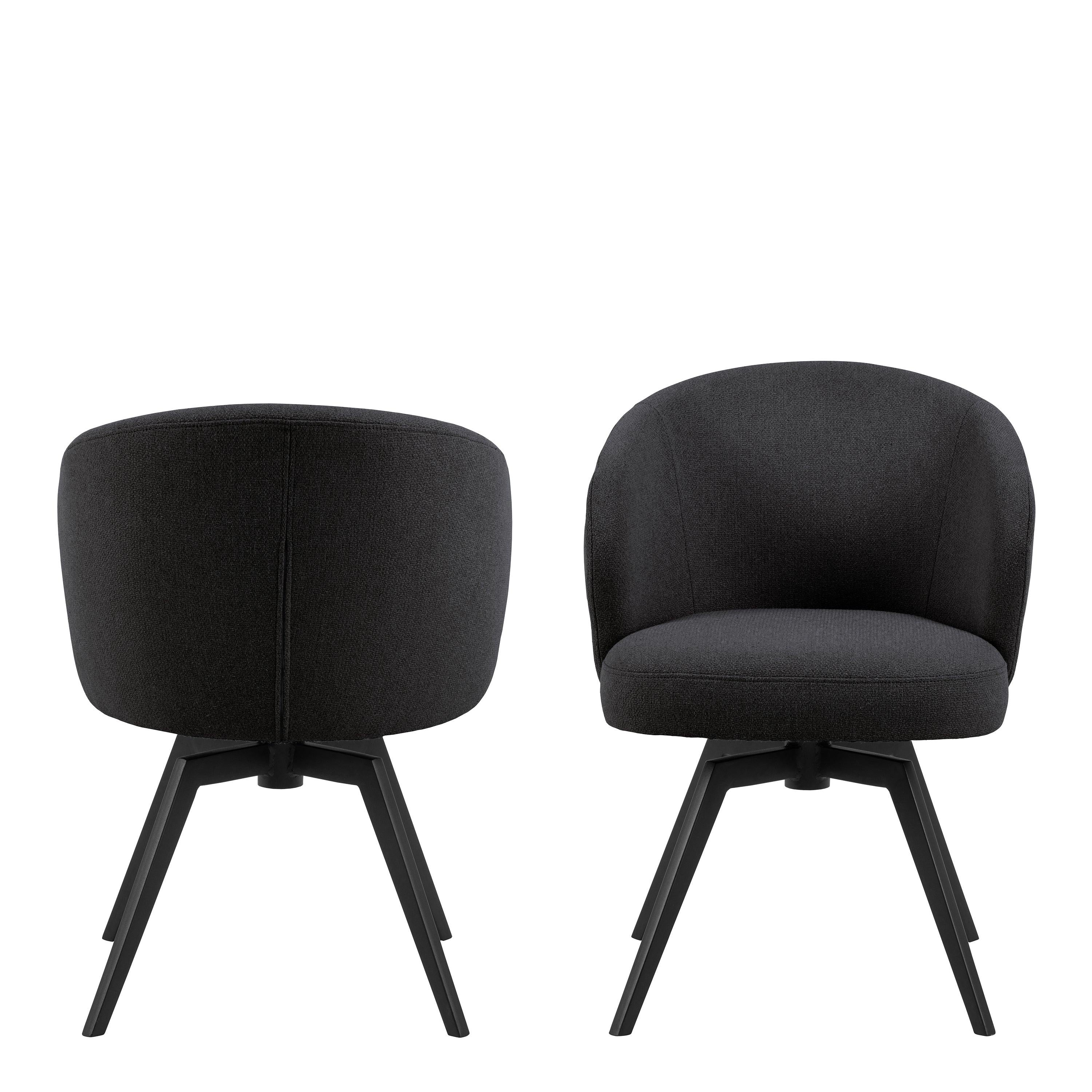Darlene Dining Chair with Armrest and Swivel Function in Black - image 2