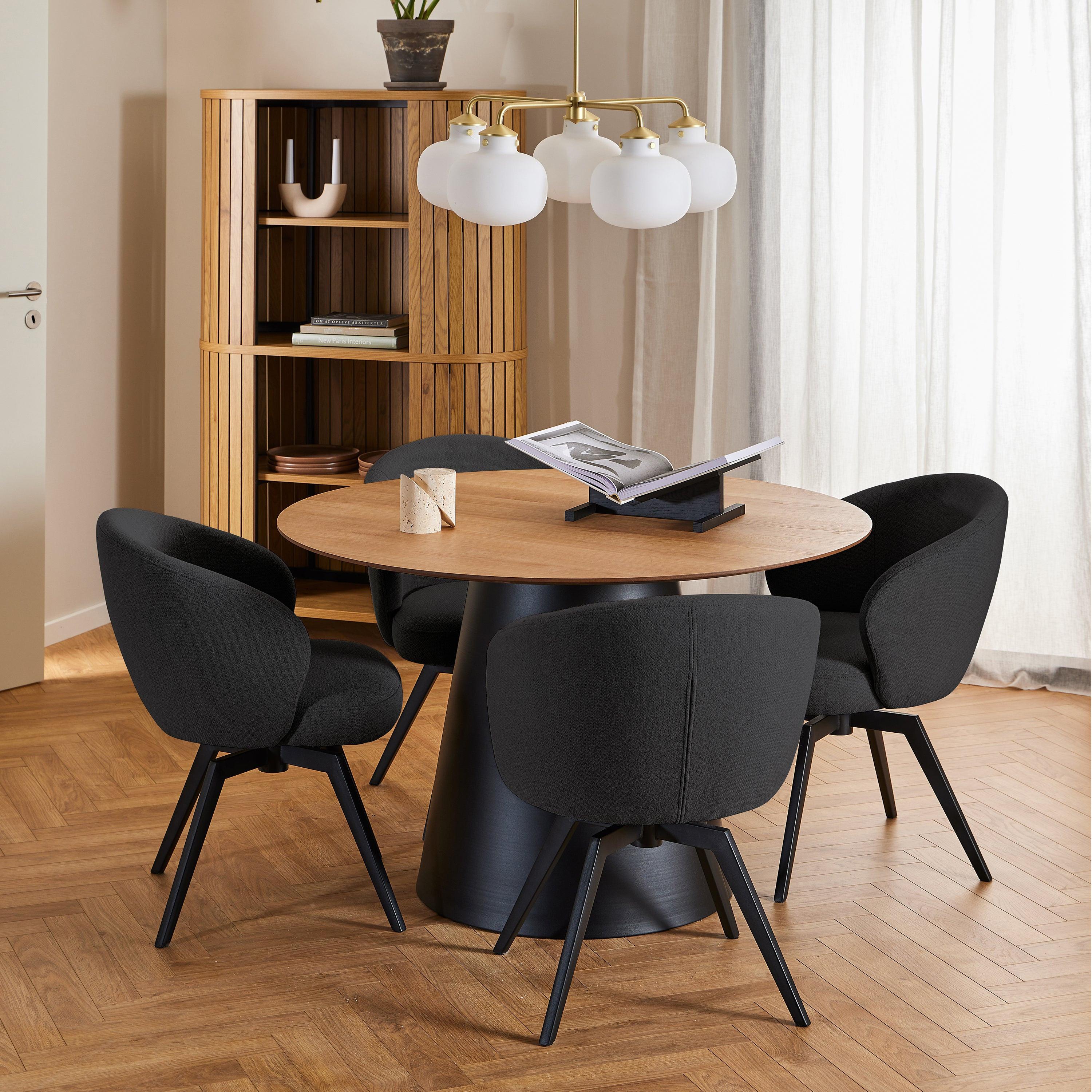 Darlene Dining Chair with Armrest and Swivel Function in Black - image 5