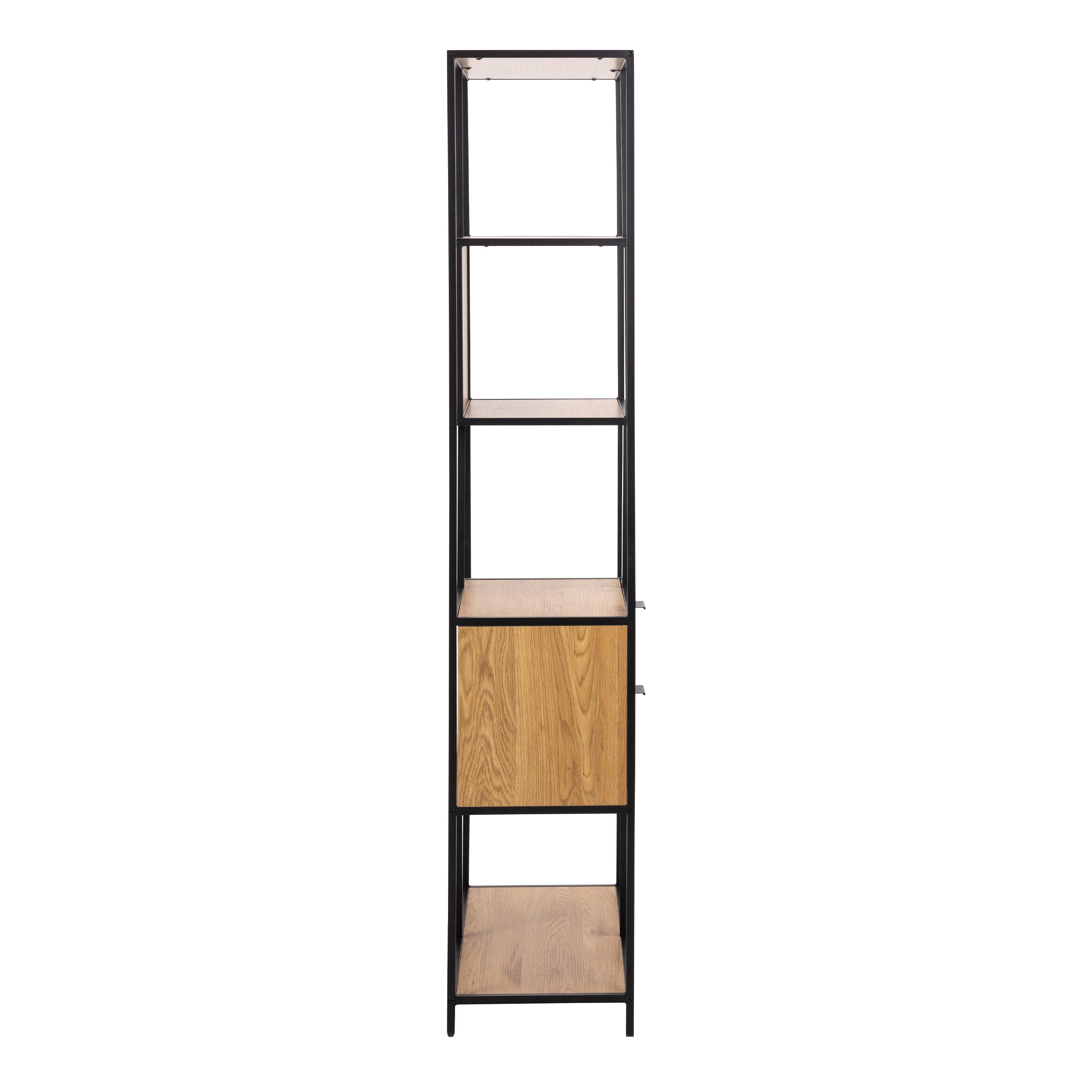 Seaford Tall Wild Oak Metal 2 Drawer Bookcase with 4 Shelves - image 3