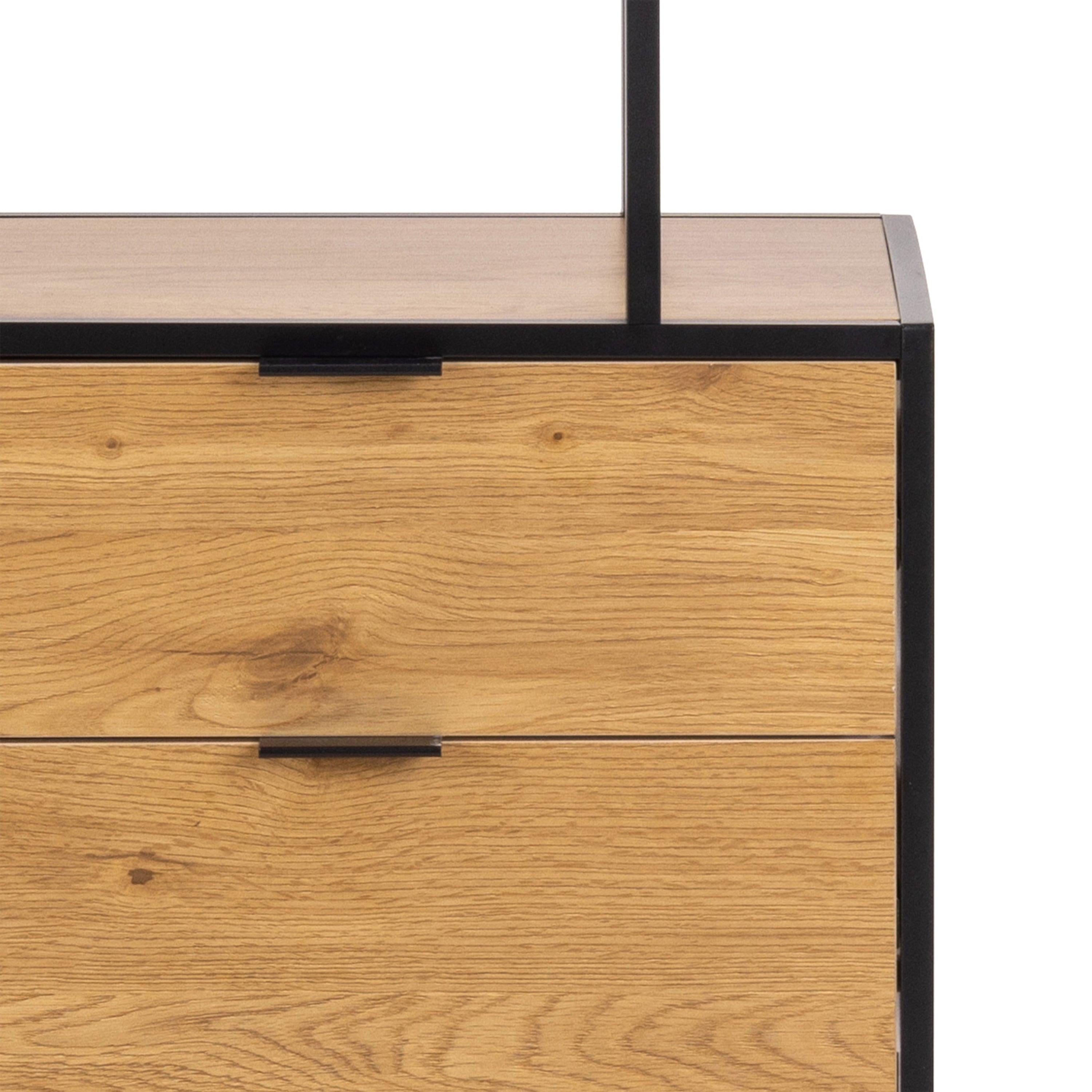 Seaford Tall Wild Oak Metal 2 Drawer Bookcase with 4 Shelves - image 6