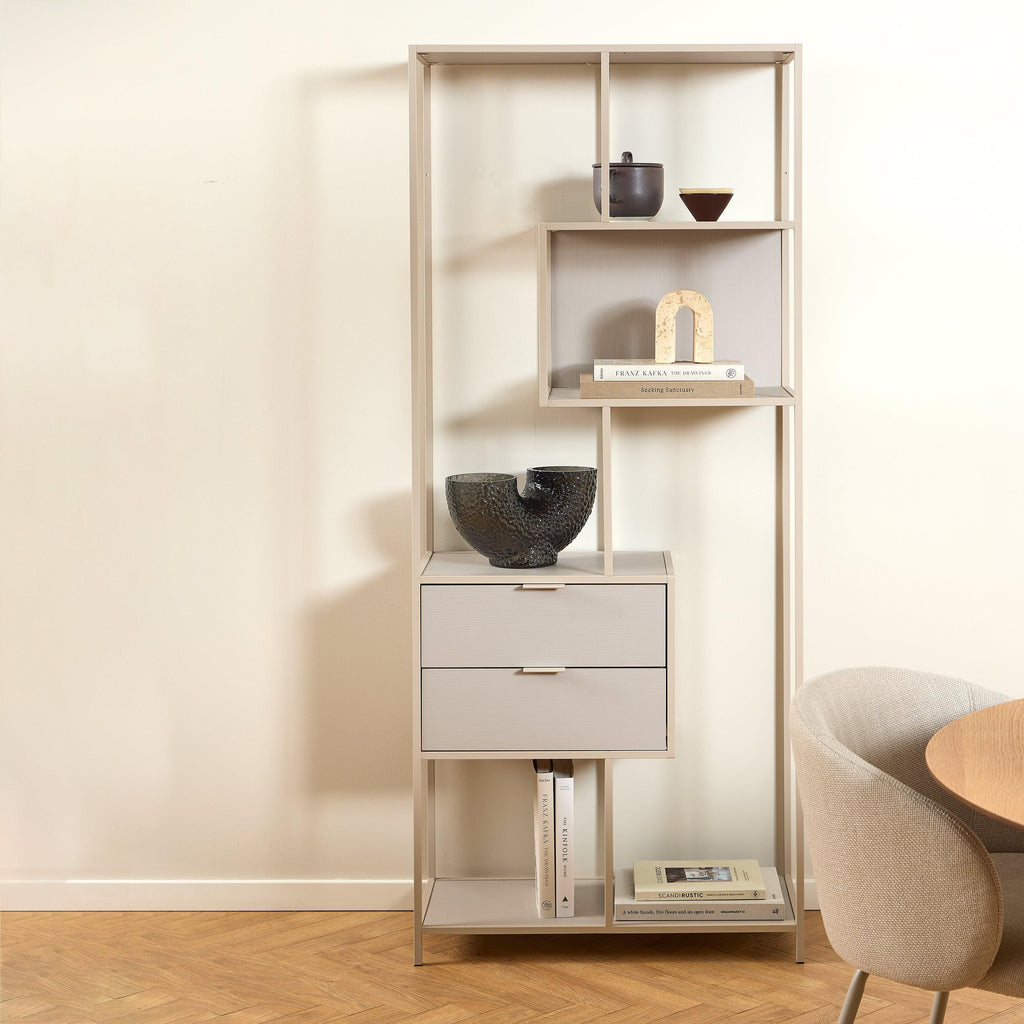 Seaford Tall Grey Metal 2 Drawer Bookcase with 4 Shelves - image 5