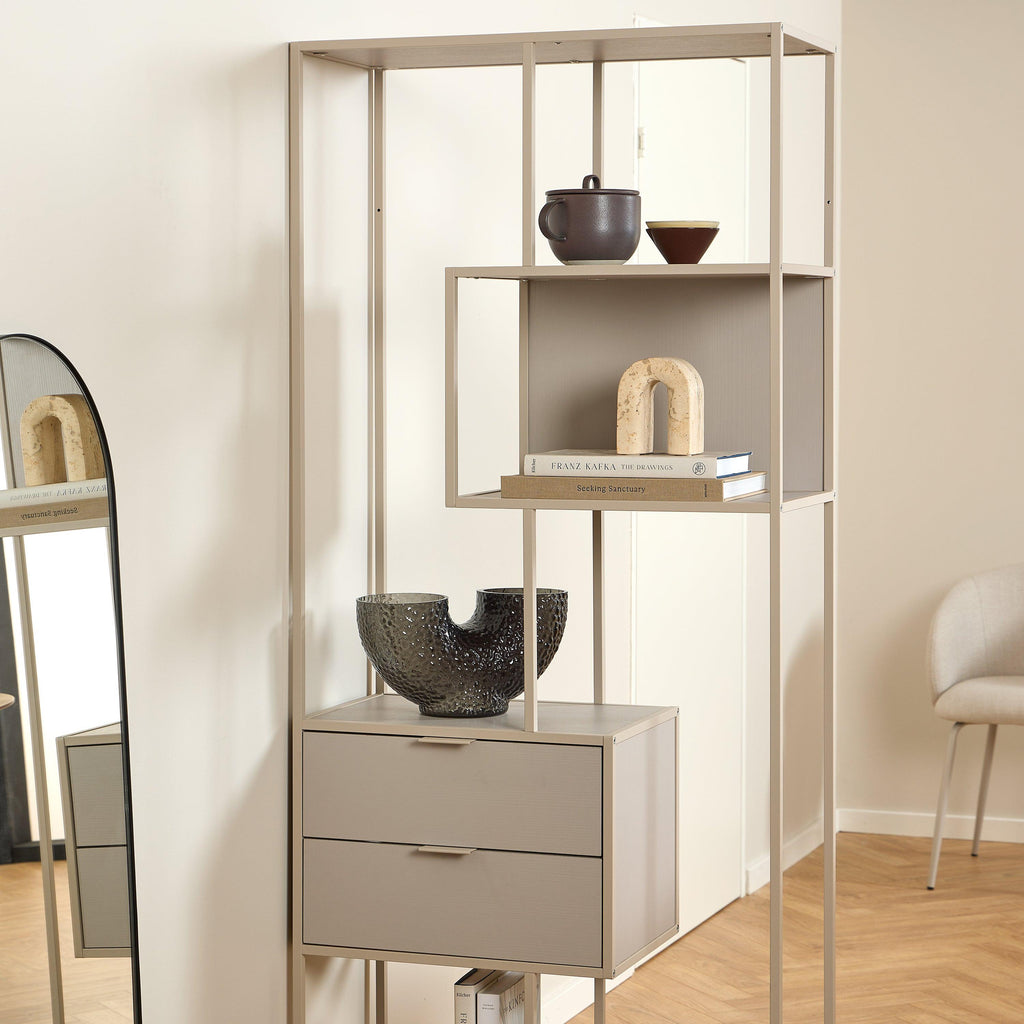 Seaford Tall Grey Metal 2 Drawer Bookcase with 4 Shelves - image 6
