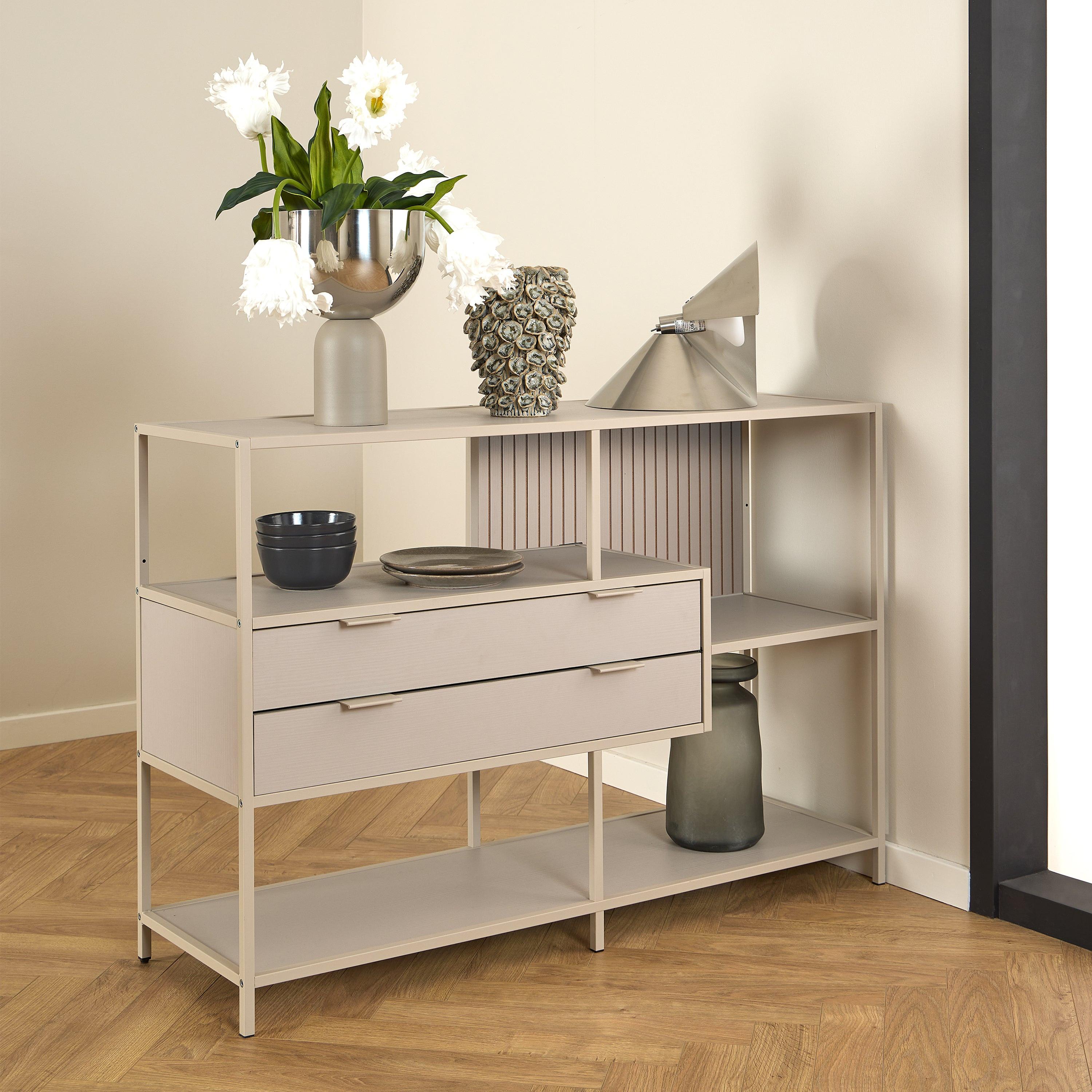 Seaford Grey Storage Unit with 2 Drawers and 3 Shelves - image 4
