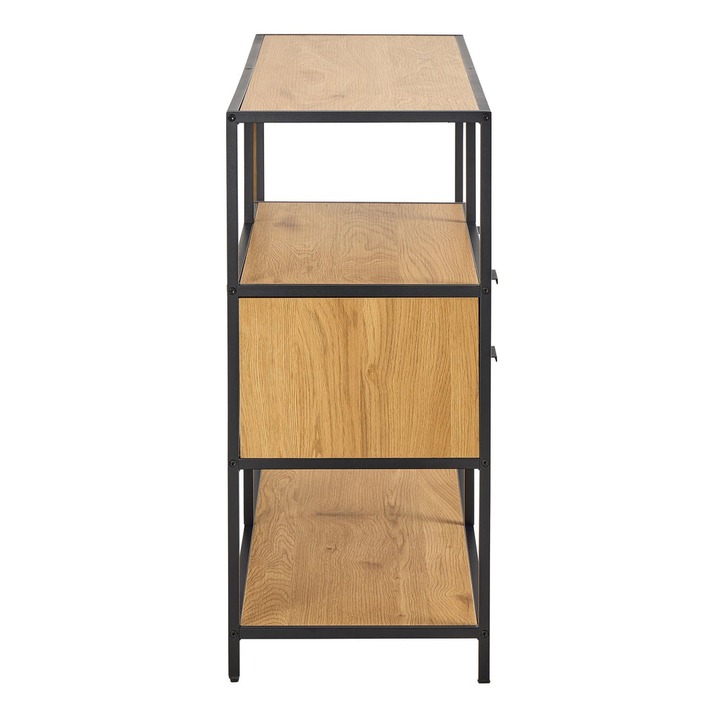 Seaford Wide Oak Metal Bookcase 2 Drawers and 3 Shelves in Matt Wild Oak - image 3