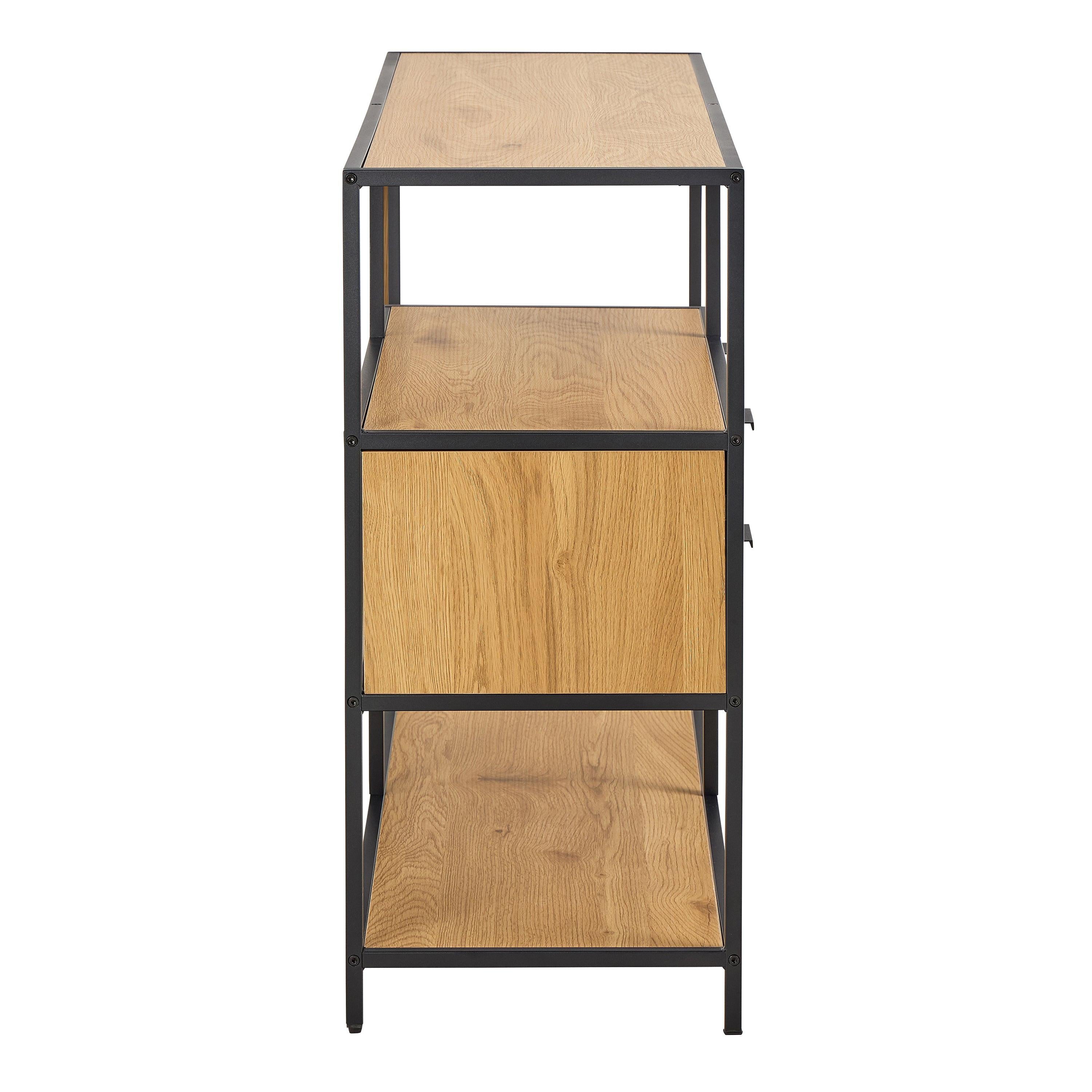 Seaford Wide Oak Metal Bookcase 2 Drawers and 3 Shelves in Matt Wild Oak - image 3