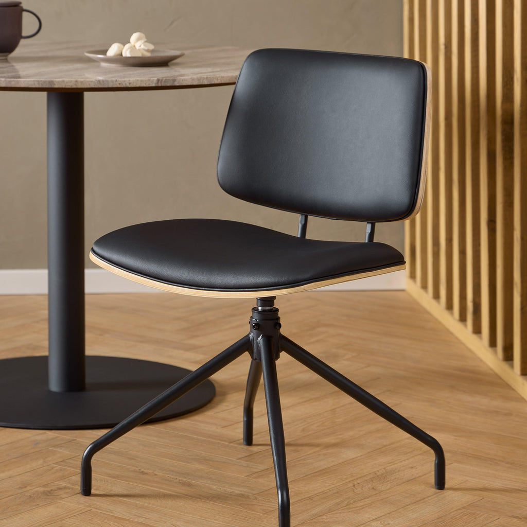Owen Swivel Dining Chairs in Matt Black Set of 2 - image 5