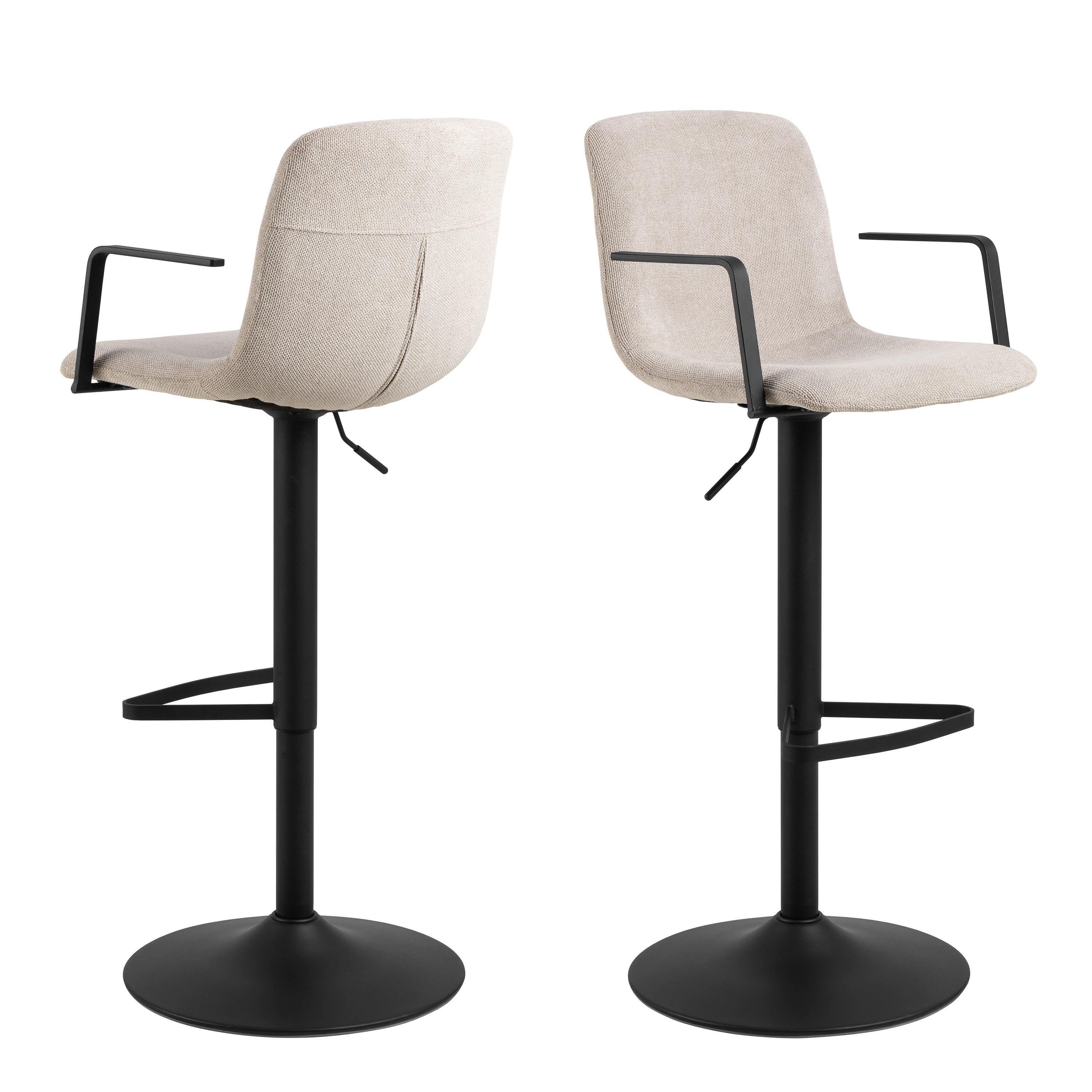 Pablo Swivel Beige Bar Stool with Adjustable Height Function Set of 2