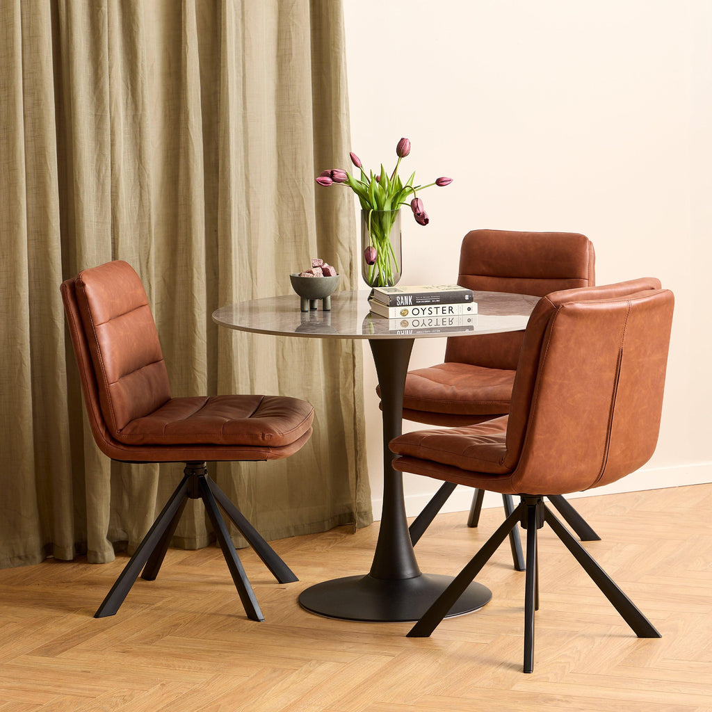 Dean Brandy PU Swivel Dining Chair Set of 2 - image 4
