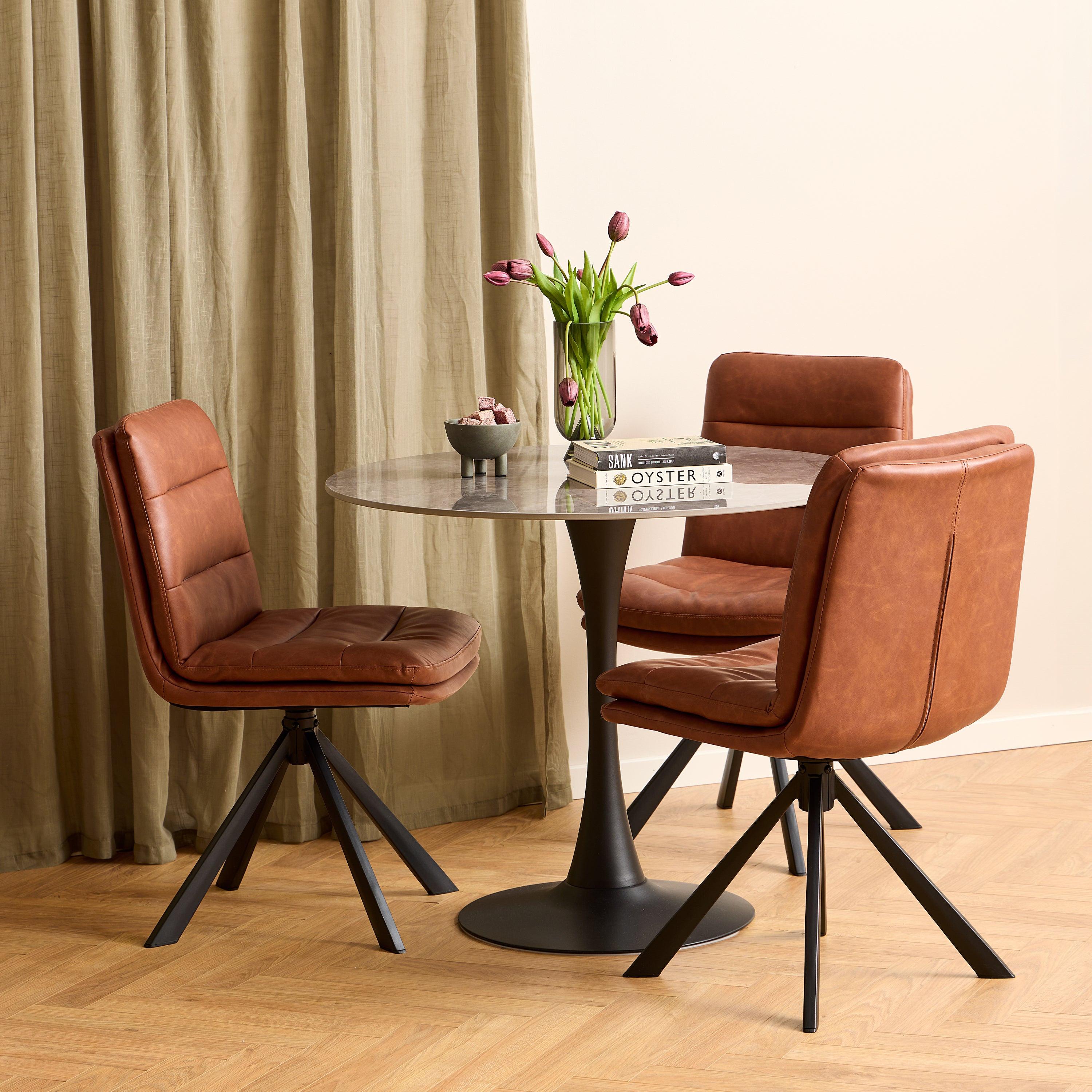 Dean Brandy PU Swivel Dining Chair Set of 2 - image 4