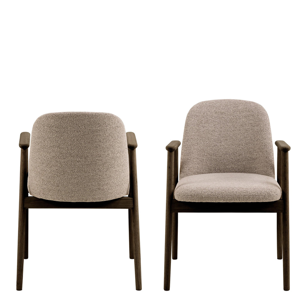 Leo Dining Chairs with Armrest in Monza Fabric Beige Set of 2 - image 2