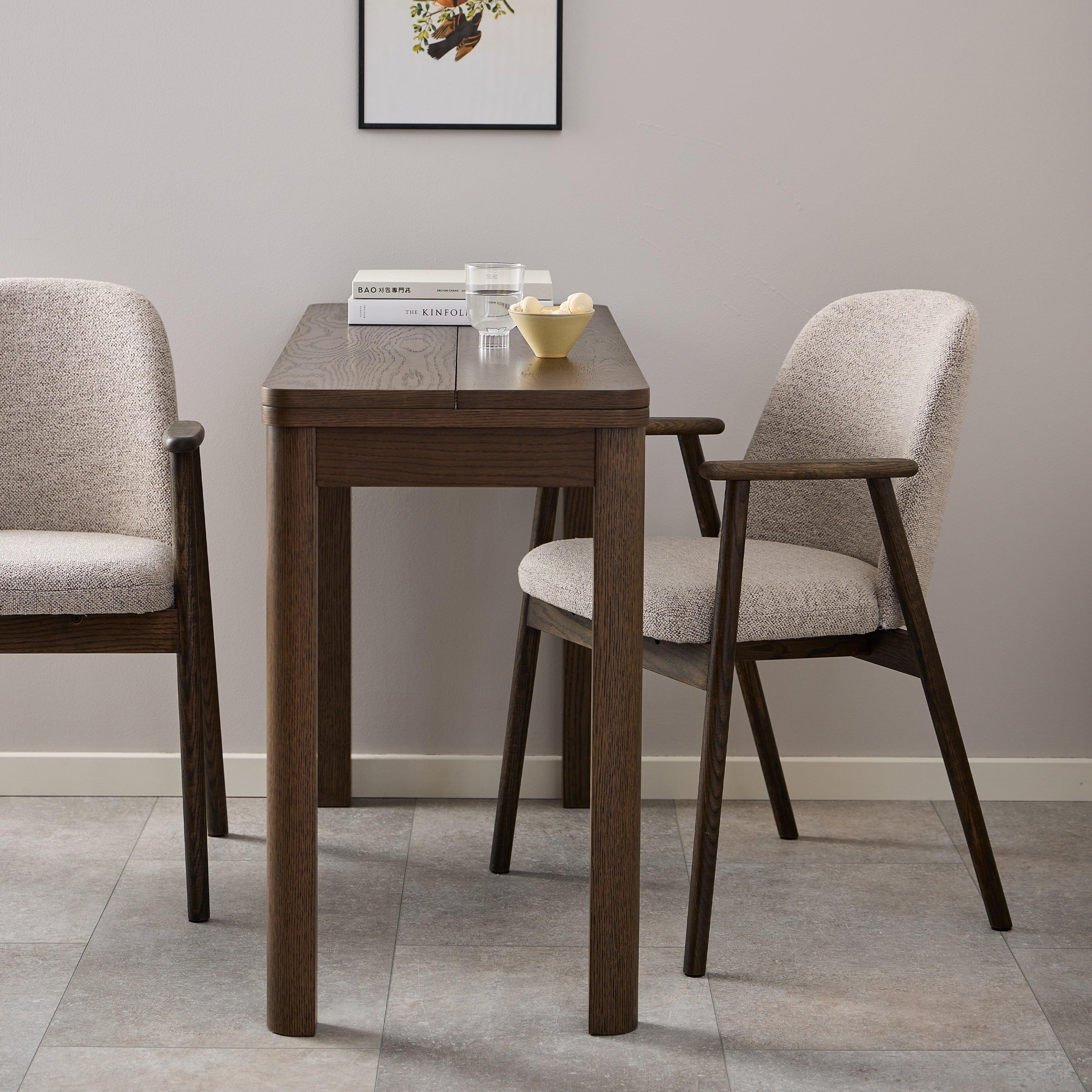 Leo Dining Chairs with Armrest in Monza Fabric Beige Set of 2 - image 5