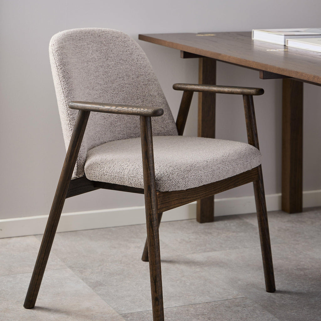 Leo Dining Chairs with Armrest in Monza Fabric Beige Set of 2 - image 6