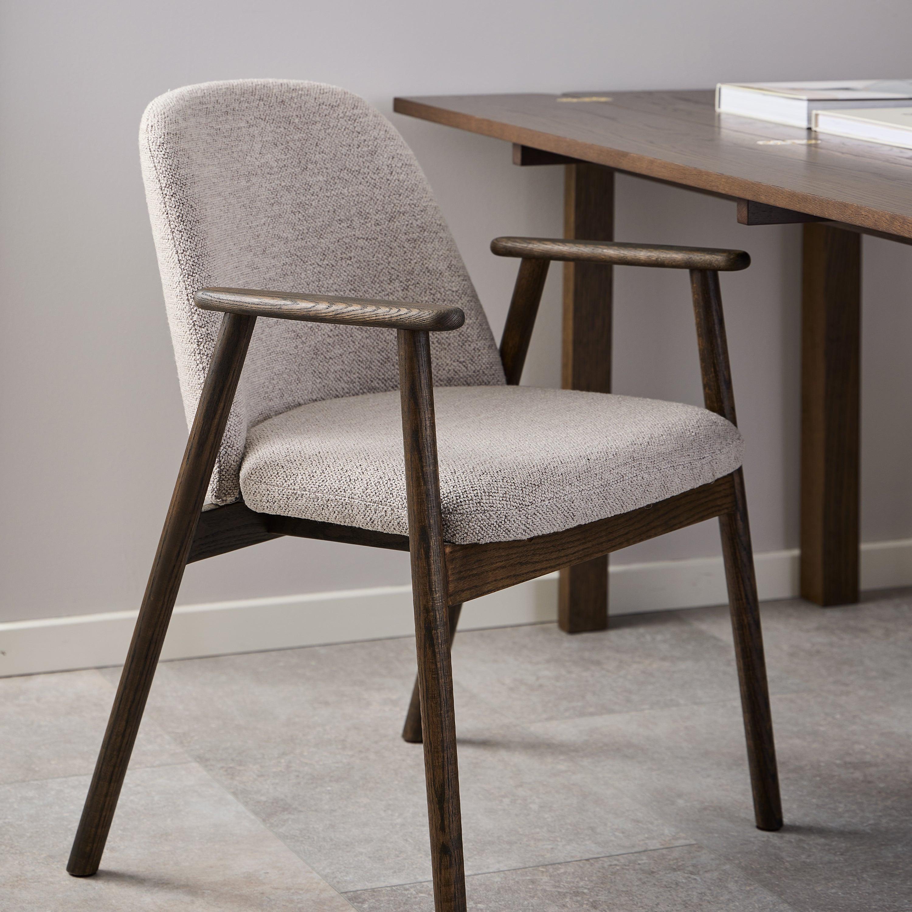 Leo Dining Chairs with Armrest in Monza Fabric Beige Set of 2 - image 6