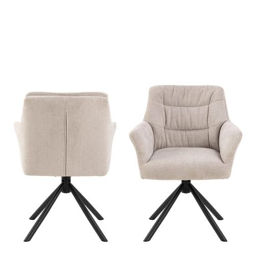 Alonso Swivel Cream Dining Chair with Armrest Set of 2 - image 2