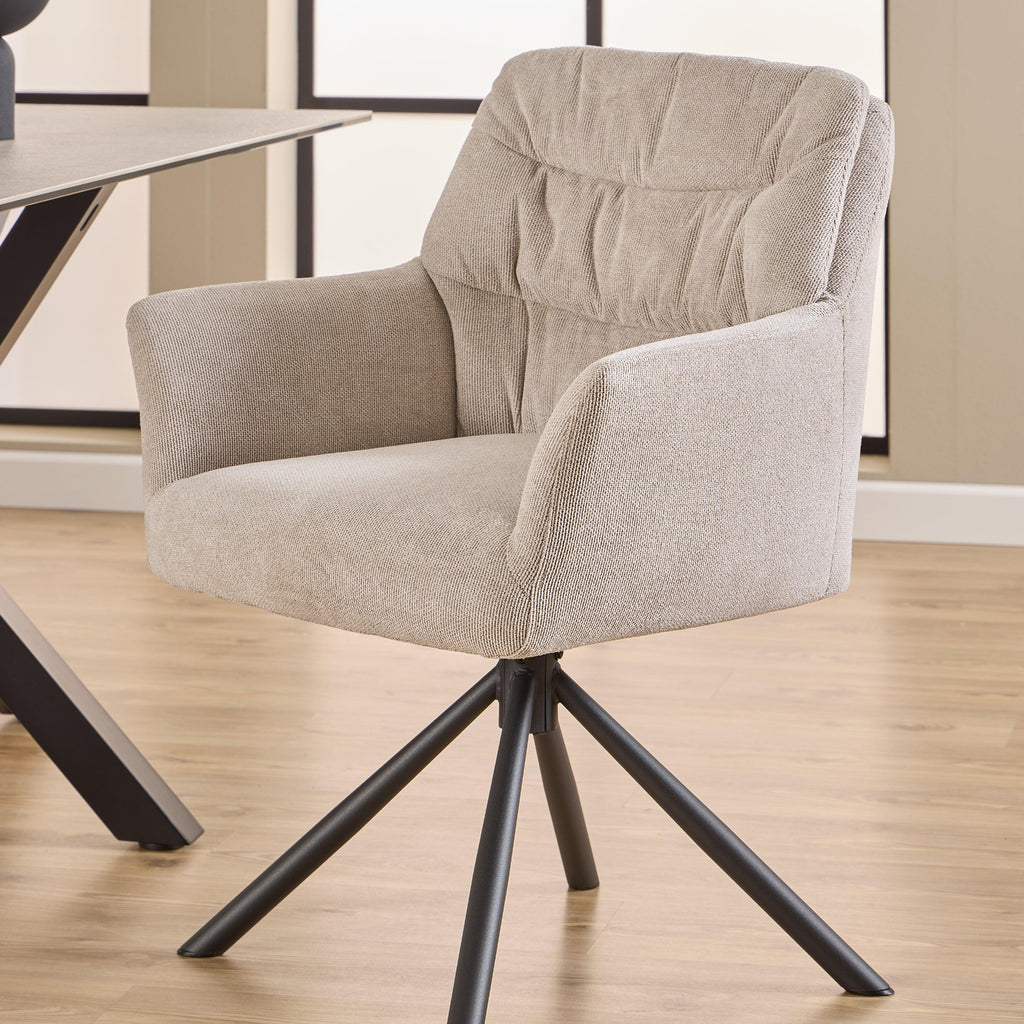 Alonso Swivel Cream Dining Chair with Armrest Set of 2 - image 5