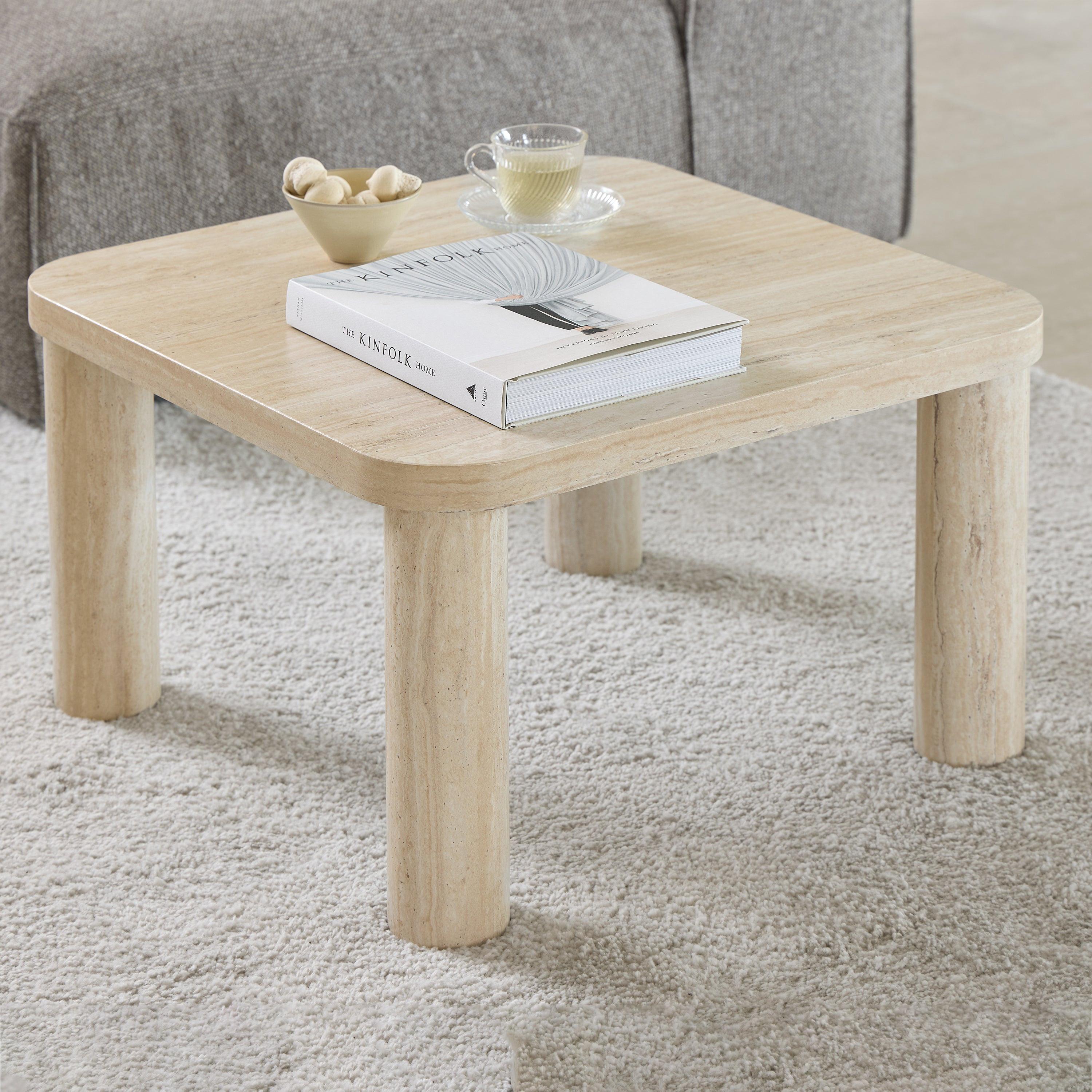 Solano Square Coffee Table in Light Travertine 60 x 60 cm - image 3
