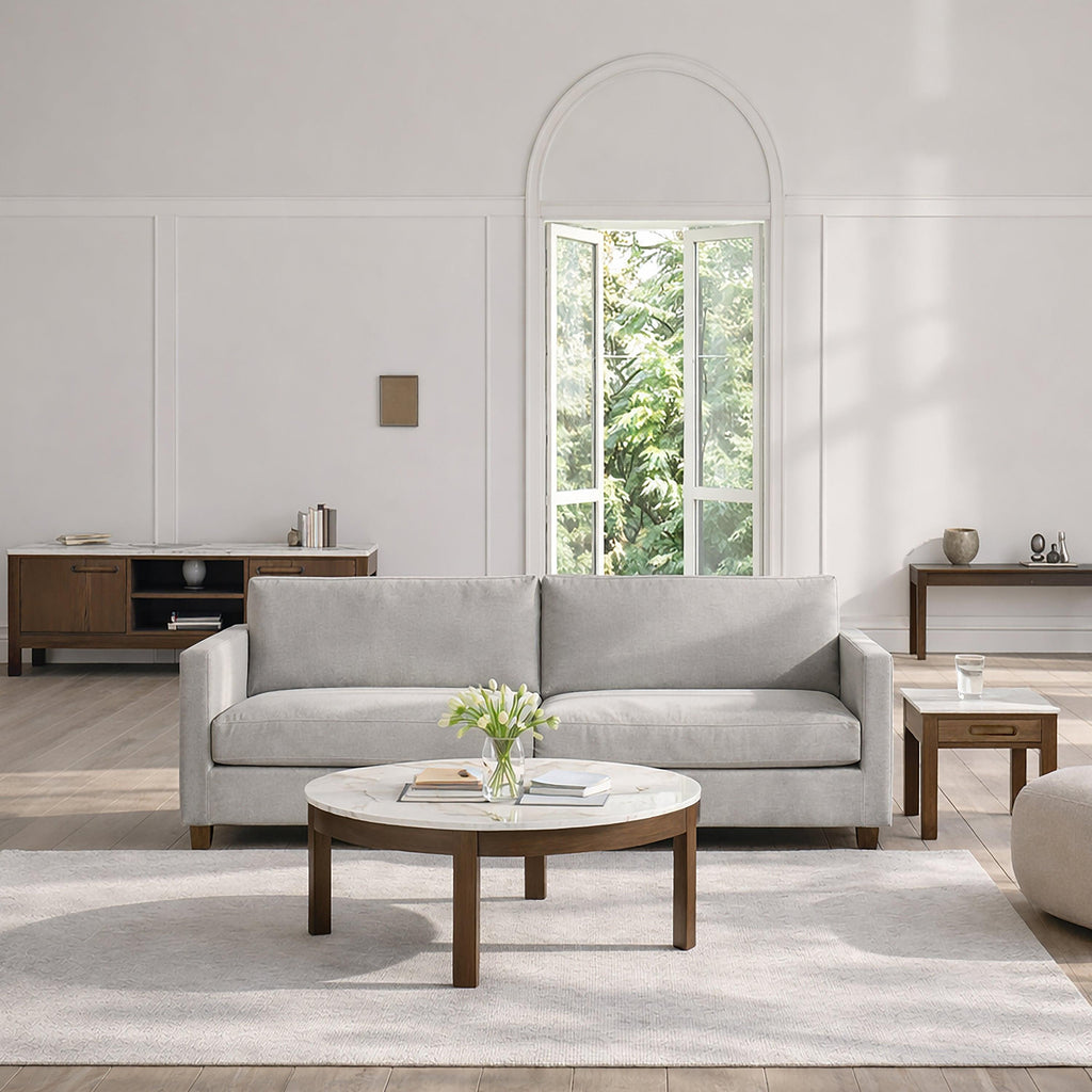 Southampton Round Coffee Table in Cream Ceramic 90x45cm - image 3