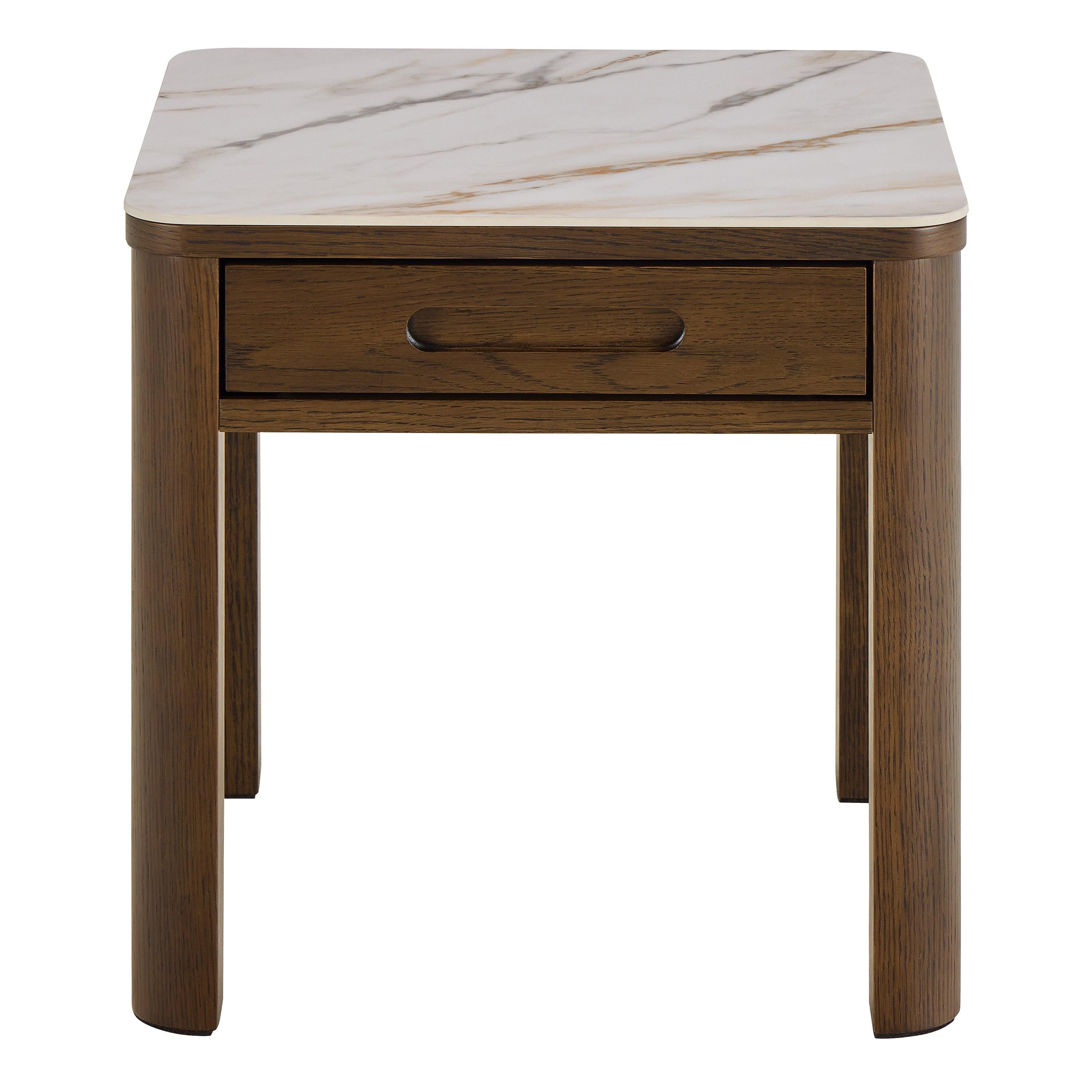 Southampton Square Side Table 1 Drawer in Cream Ceramic - image 2