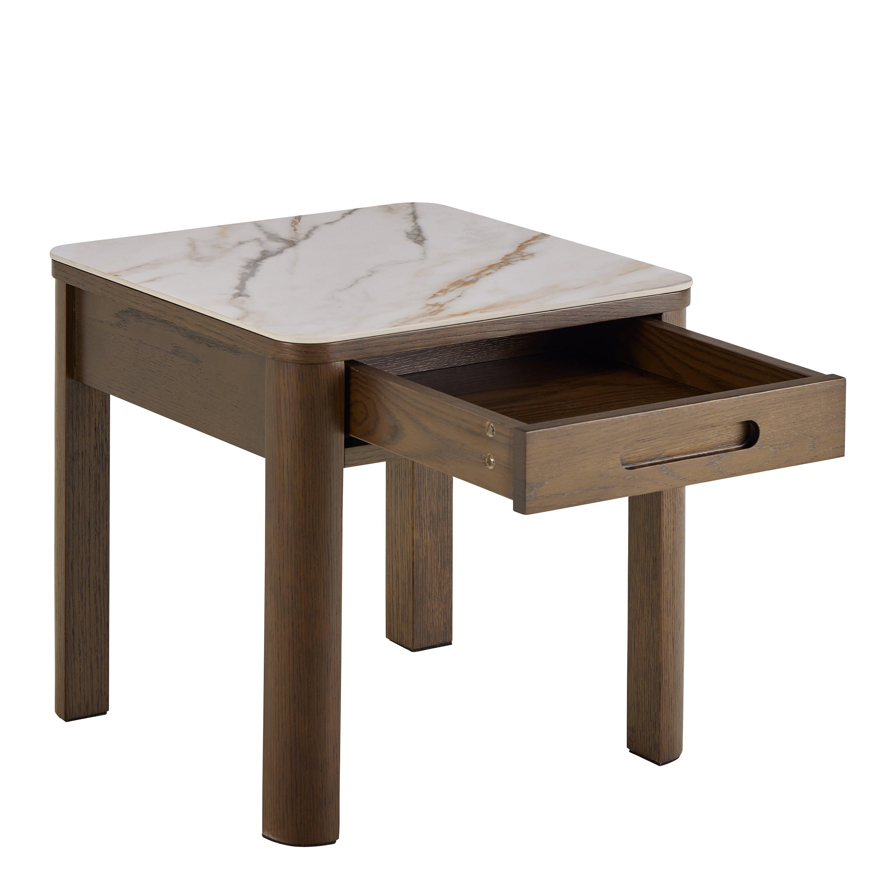 Southampton Square Side Table 1 Drawer in Cream Ceramic - image 4