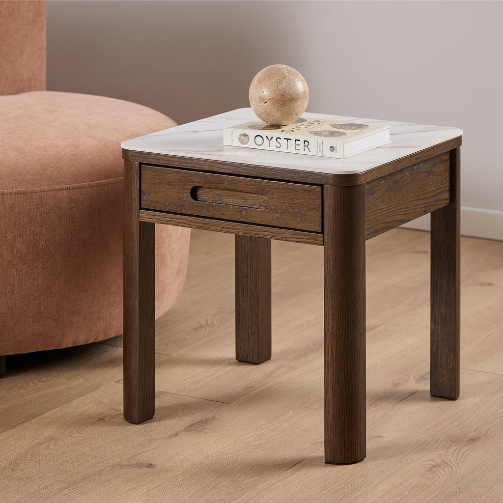 Southampton Square Side Table 1 Drawer in Cream Ceramic - image 6