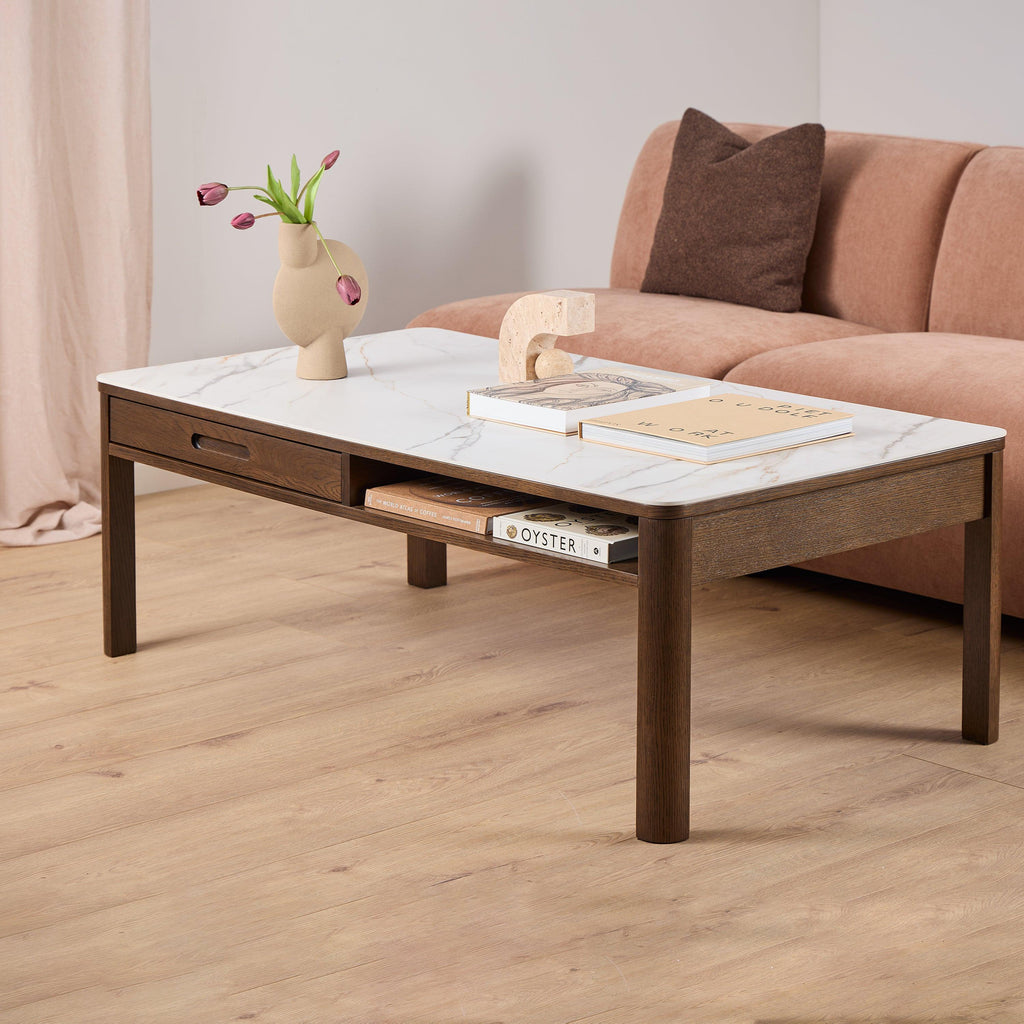 Southampton Rectangular Coffee Table 1 Drawer 1 Shelf in Cream Ceramic - image 6